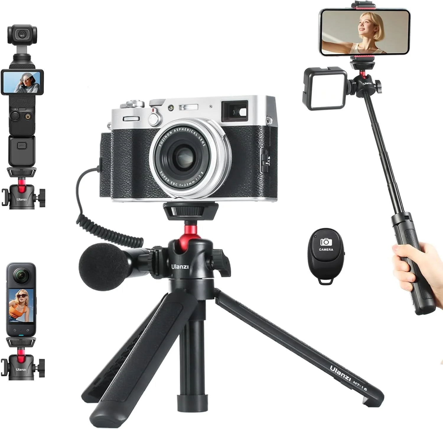 پایه نگهدارنده سه پایه دوربین Ulanzi MT-16، سه پایه رومیزی کوچک با کفشک سرد، سه پایه مسافرتی برای آیفون 12 Canon G7X Mark III Sony ZV-1 RX100 VII A6600 فیلمبرداری ولاگینگ پخش زنده