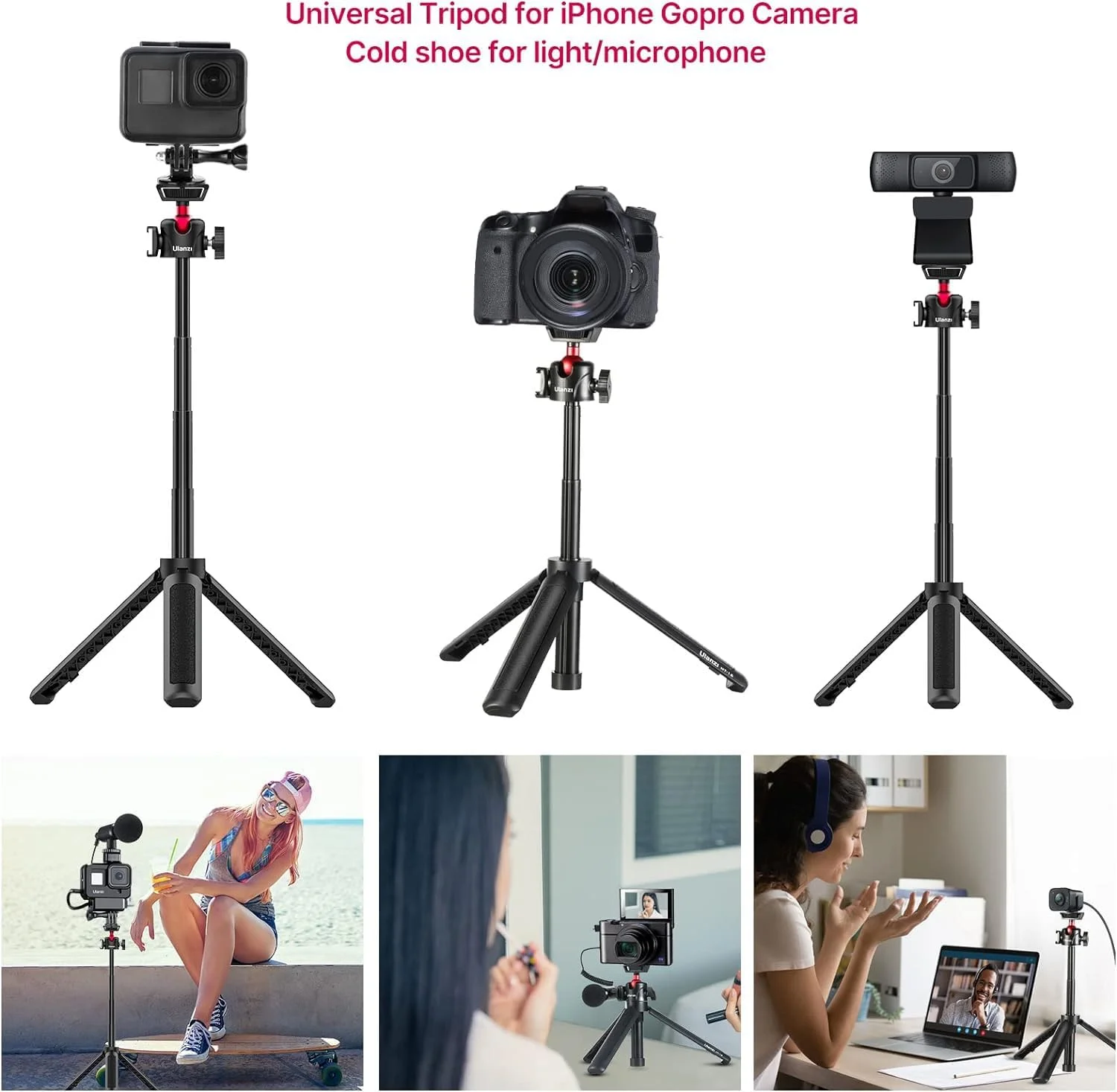 پایه نگهدارنده سه پایه دوربین Ulanzi MT-16، سه پایه رومیزی کوچک با کفشک سرد، سه پایه مسافرتی برای آیفون 12 Canon G7X Mark III Sony ZV-1 RX100 VII A6600 فیلمبرداری ولاگینگ پخش زنده پایه نگهدارنده سه پایه دوربین Ulanzi MT-16، سه پایه رومیزی کوچک با کفشک سرد، سه پایه مسافرتی برای آیفون 12 Canon G7X Mark III Sony ZV-1 RX100 VII A6600 فیلمبرداری ولاگینگ پخش زنده