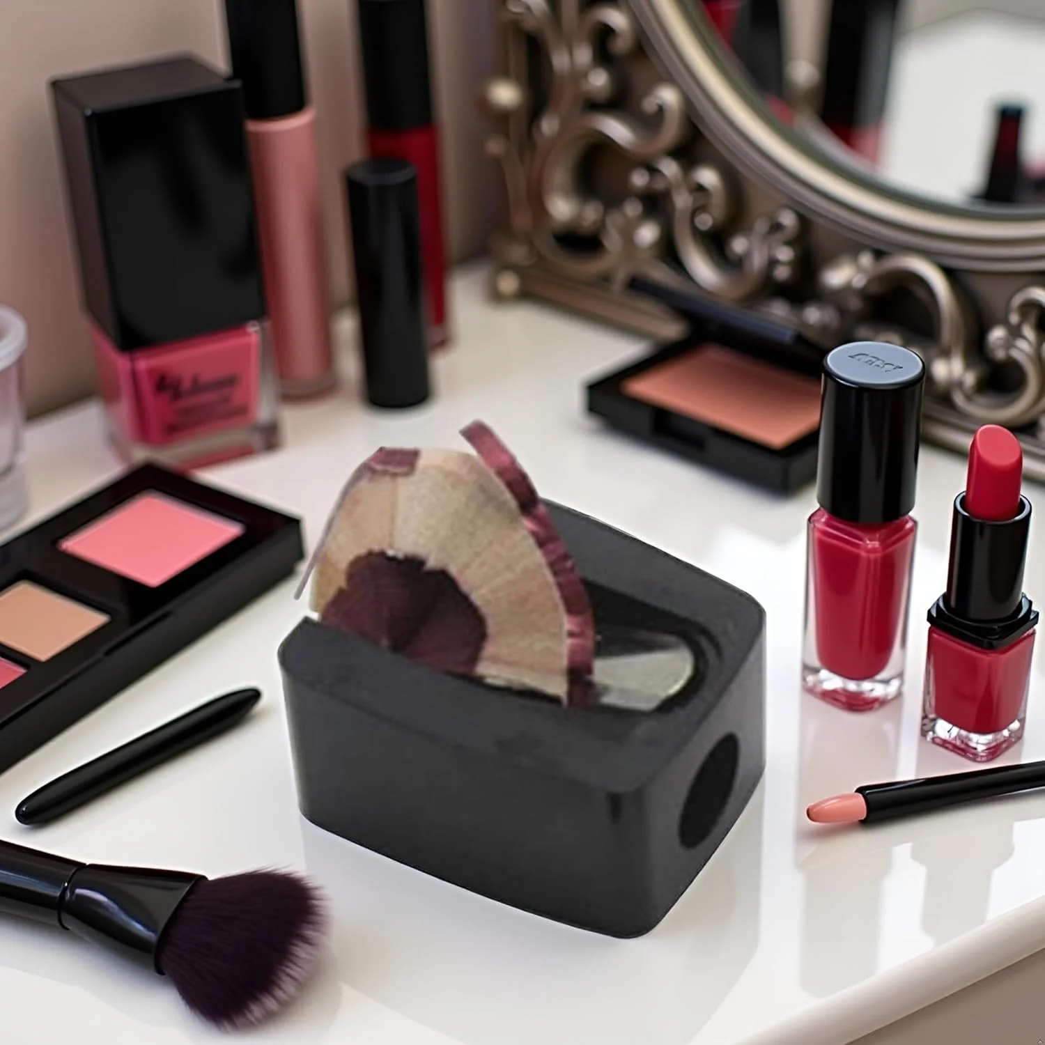 مداد ابرو مشکی کاربردی به همراه برس و تراش آرایشی