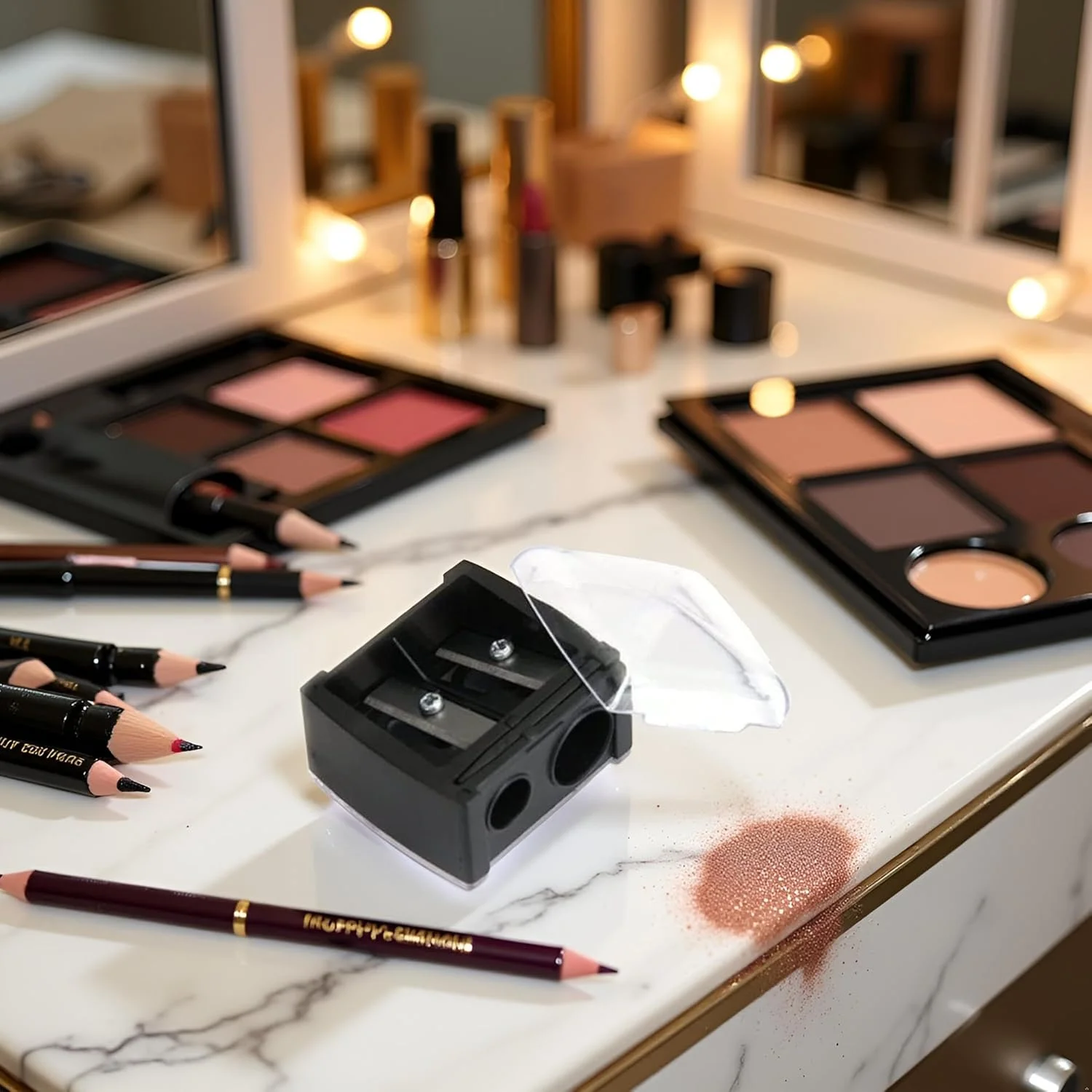 تراش آرایشی مداد چشم تک عددی، تراش مداد برای مداد ابرو و خط چشم، ابزار دو سوراخه، تراش لوازم آرایشی قابل حمل با پوشش، ابزار و لوازم جانبی