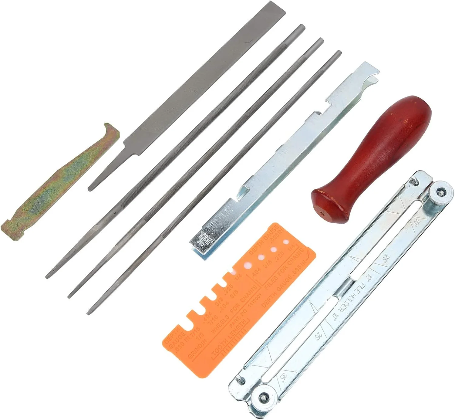 مجموعه 10 عددی سوهان اره زنجیری آبی گرد و مستطیلی، مجموعه ابزار تیز کردن اره زنجیری سنگ زنی با ابزار، ساختار فولادی ابزار بادوام، مکانیزم قفل/باز کردن سریع