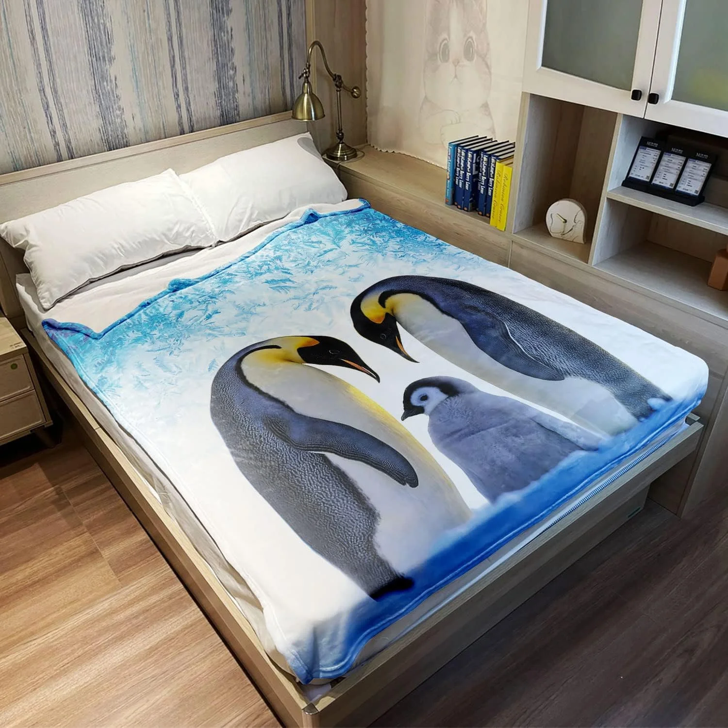 پتو نرم و لطیف Zomer، طرح پنگوئن، پتو پشمی، پتو میکروفایبر، پتو نرم و گرم برای مبل/کاناپه، 150 x 200 سانتی متر
