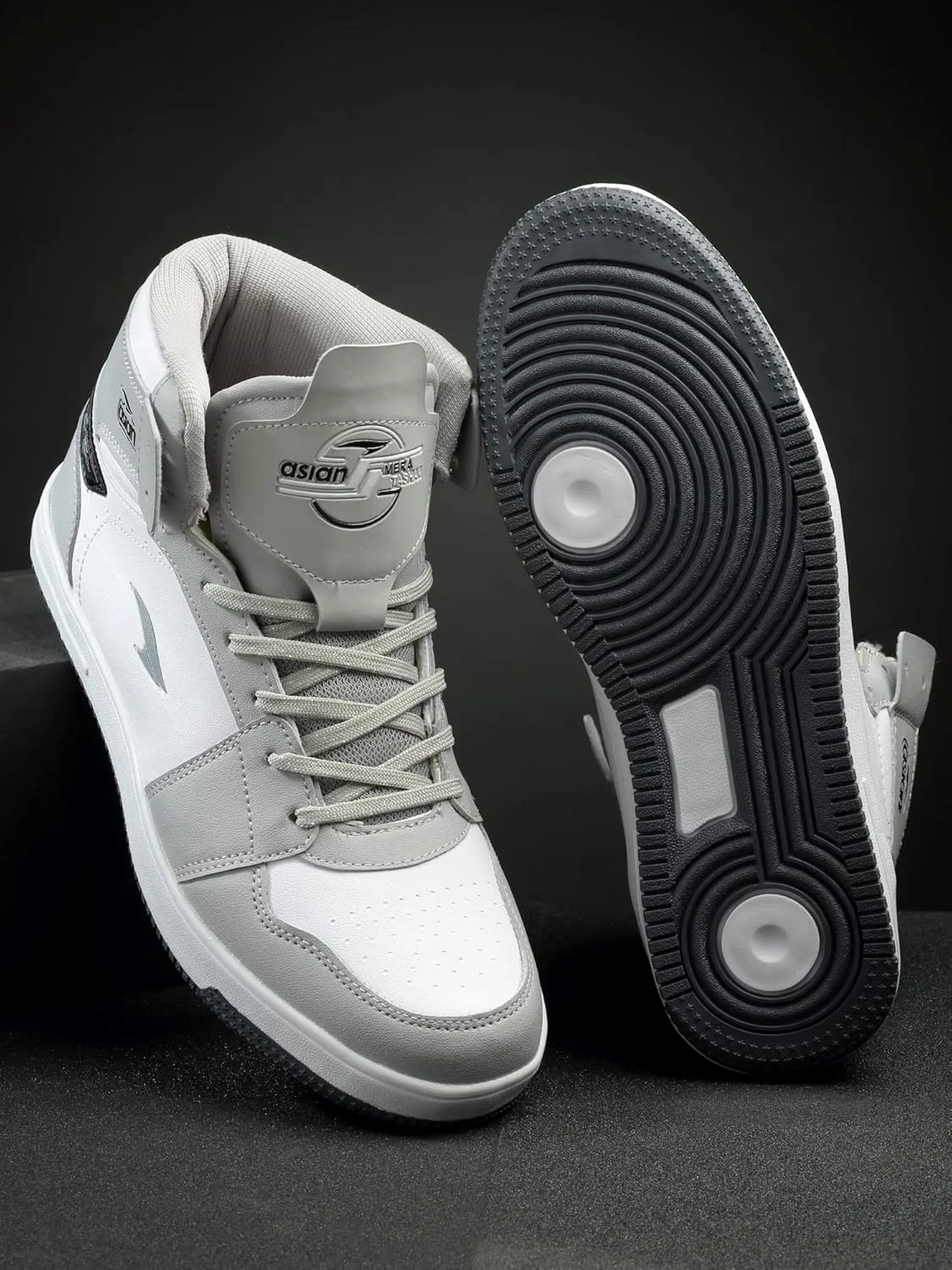 کفش کتانی ساق بلند غیررسمی و مد روز ASIAN Carnival-13، کفش رقص، کفش بسکتبال با زیره لاستیکی برای پسران، خاکستری روشن