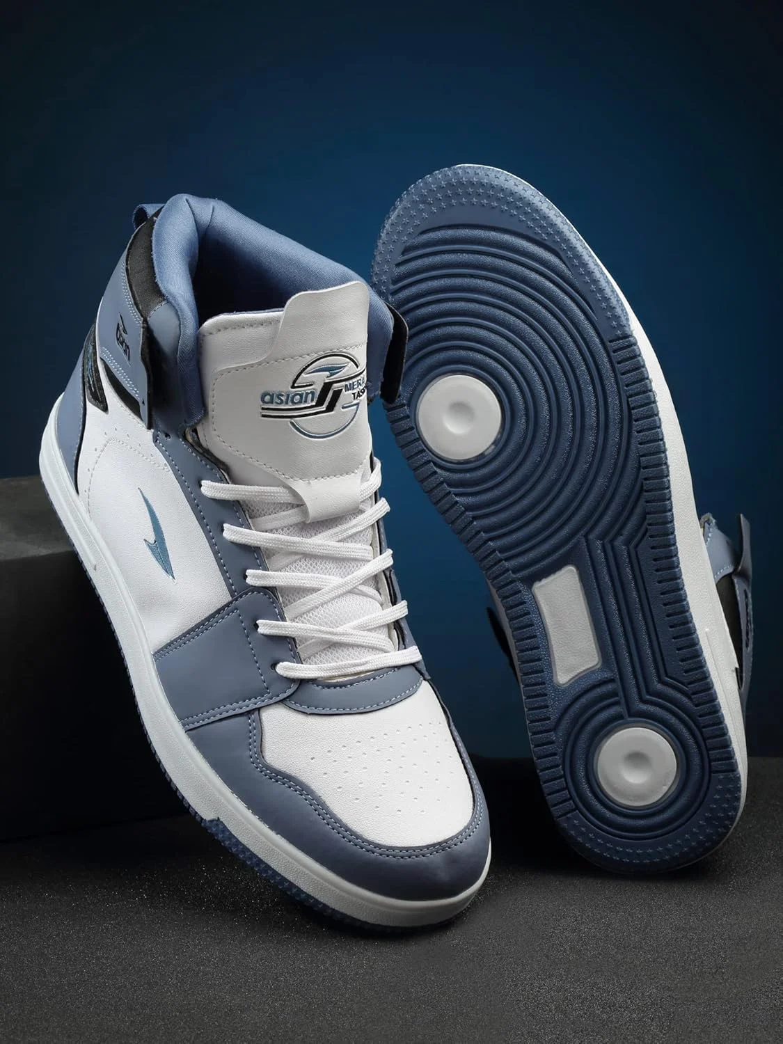 کفش کتانی ساق بلند مردانه و پسرانه ASIAN Carnival-13، سبک و راحت، با زیره لاستیکی، رنگ آبی دودی