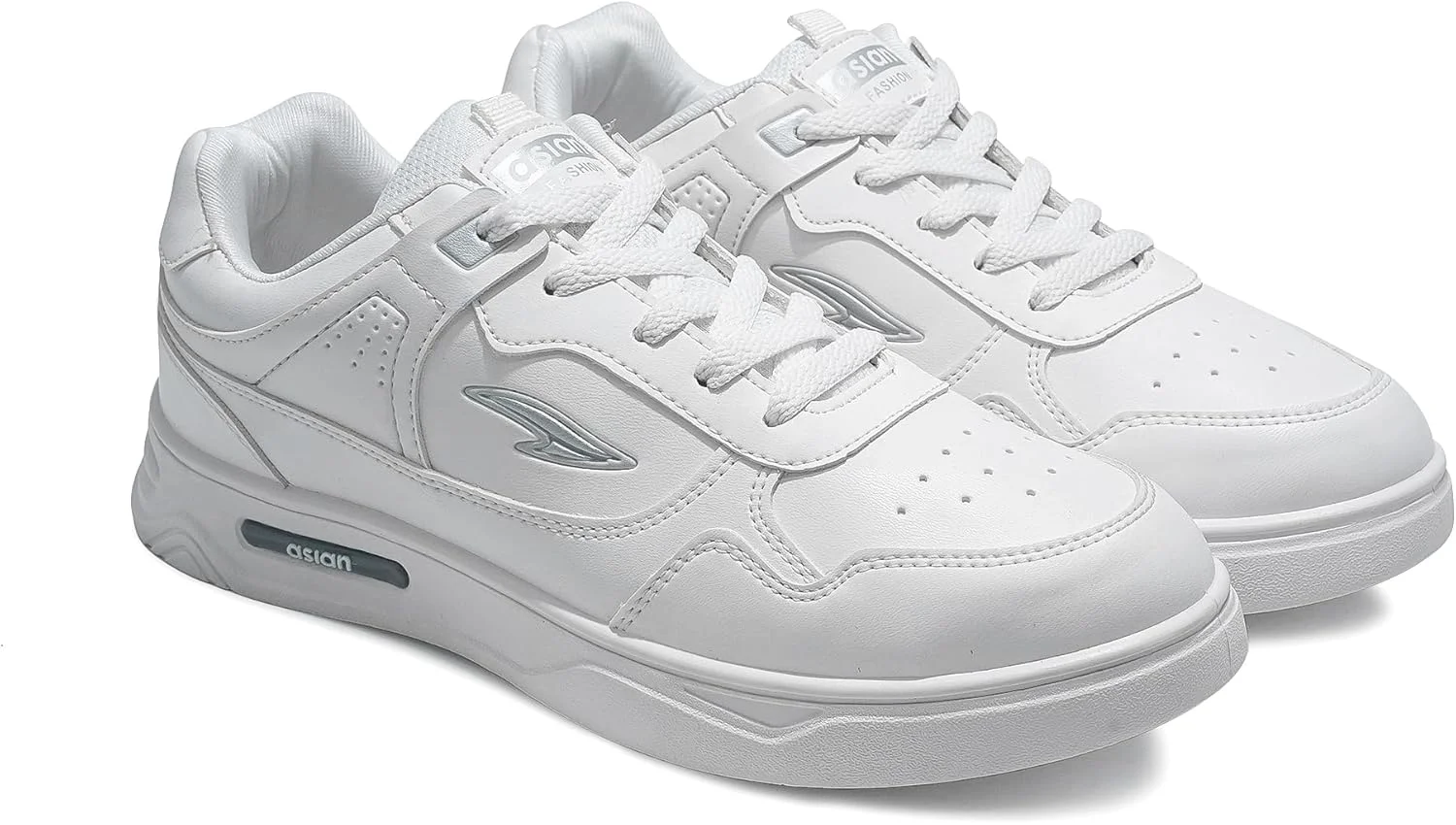 کفش کتانی روزمره مردانه ASIAN مدل BOSTON-01 سفید با رویه مصنوعی، سبک، راحت و ساق متوسط برای مردان و پسران
