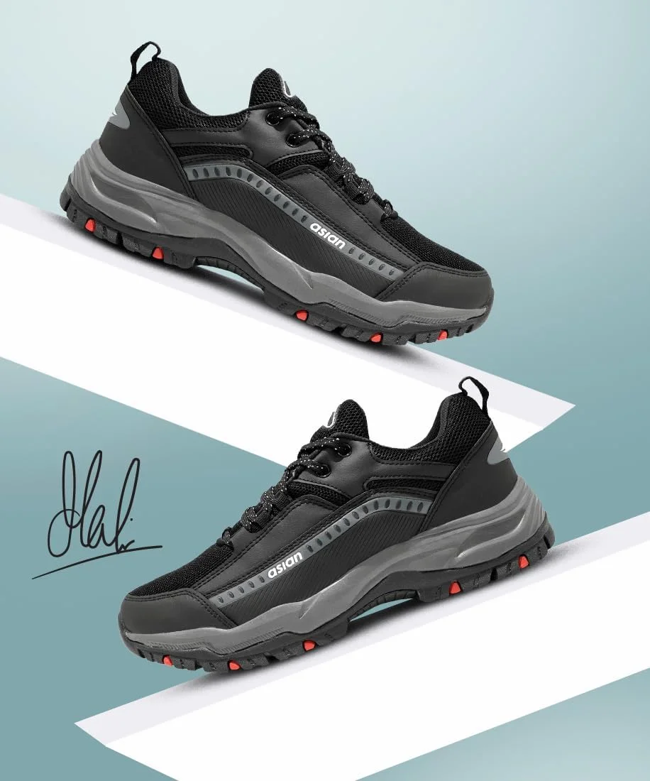 کفش ورزشی مردانه ASIAN مدل Everest-01 مناسب ترکینگ، هایکینگ و پیاده روی، دارای زیره لاستیکی و کفی مموری فوم بند دار برای آقایان و پسران