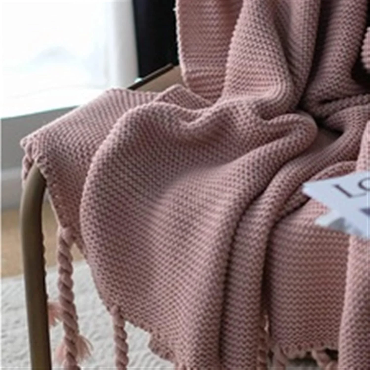 پتو پشمی منگوله دار ZKSKOX، پتو بافتنی توپی، پتو پشمی، پتو مبل، پتوهای پرتابی زمستانی فوق العاده گرم و نرم برای چرت زدن در دفتر، روتختی تهویه مطبوع