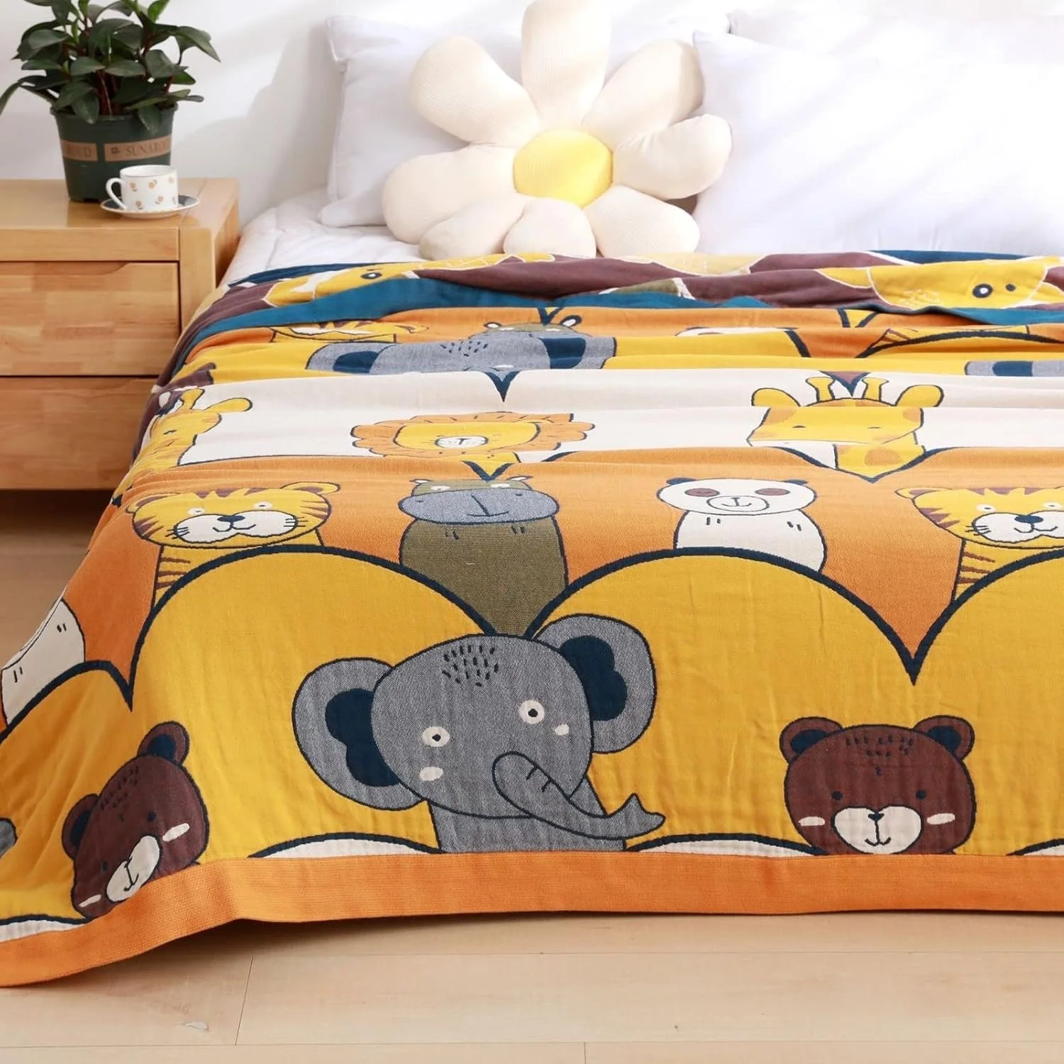 پتو مخمل خواب دار ZKSKOX، پتو گازی نخی، روتختی طرح دار، لحاف نرم، ملحفه، پتوی قنداق نوزاد موسلین