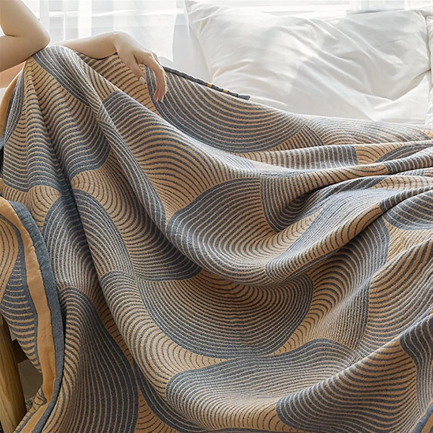 پتو مخمل خواب دار ZKSKOX، رو تختی دو نفره، لحاف پنبه ای، پتو تابستانی موسلین، پتو برای تخت، روکش مبل، پتو تزئینی