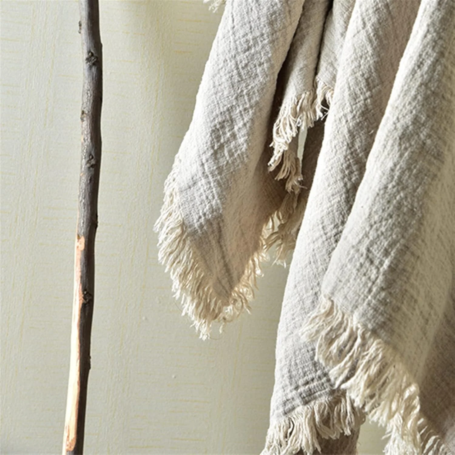 پتو مخمل خواب دار ZKSKOX نرم و حاشیه دار با بافت کتان، تنفس پذیر مناسب برای مبل، صندلی، پیک نیک و ساحل