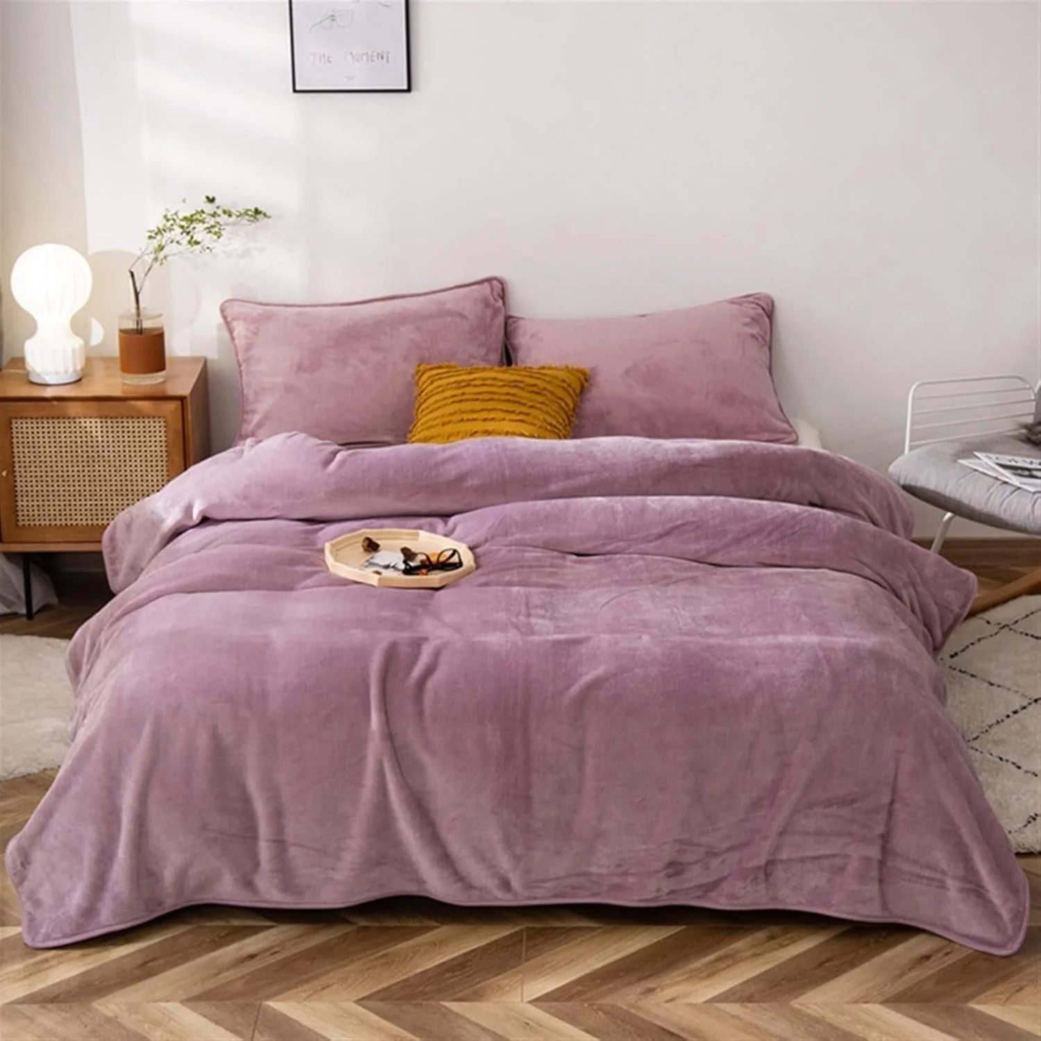 پتوی پولیشی ZKSKOX، پتوی دو رو، ملحفه مخمل مرجانی گرم، پتوی دو تکه، پتوی مبل