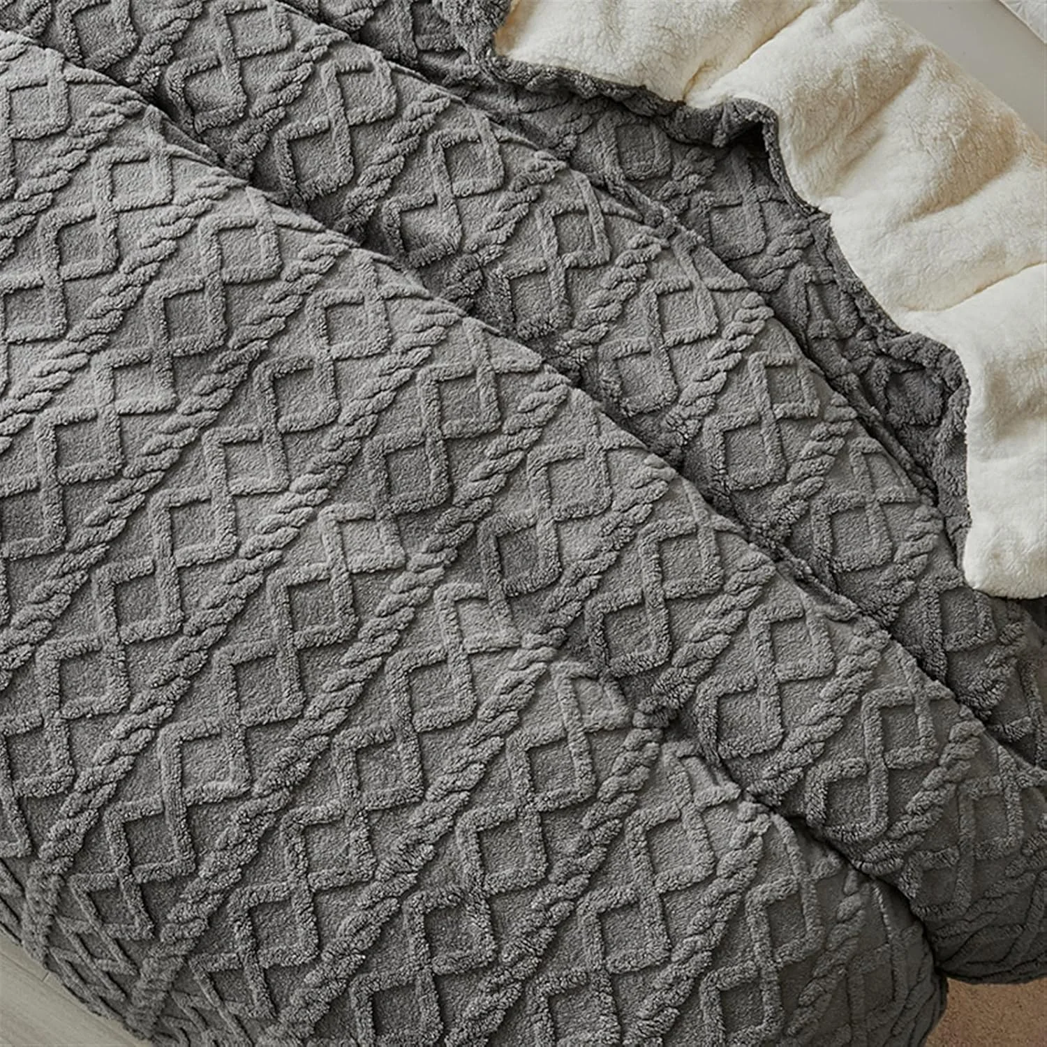 پتو مخمل خواب دار ZKSKOX گرم مناسب زمستان، دو رو، نرم، طرح پشم گوسفند، روکش لحاف مخملی، ژاکارد هندسی، چند منظوره پتو مخمل خواب دار ZKSKOX گرم مناسب زمستان، دو رو، نرم، طرح پشم گوسفند، روکش لحاف مخملی، ژاکارد هندسی، چند منظوره