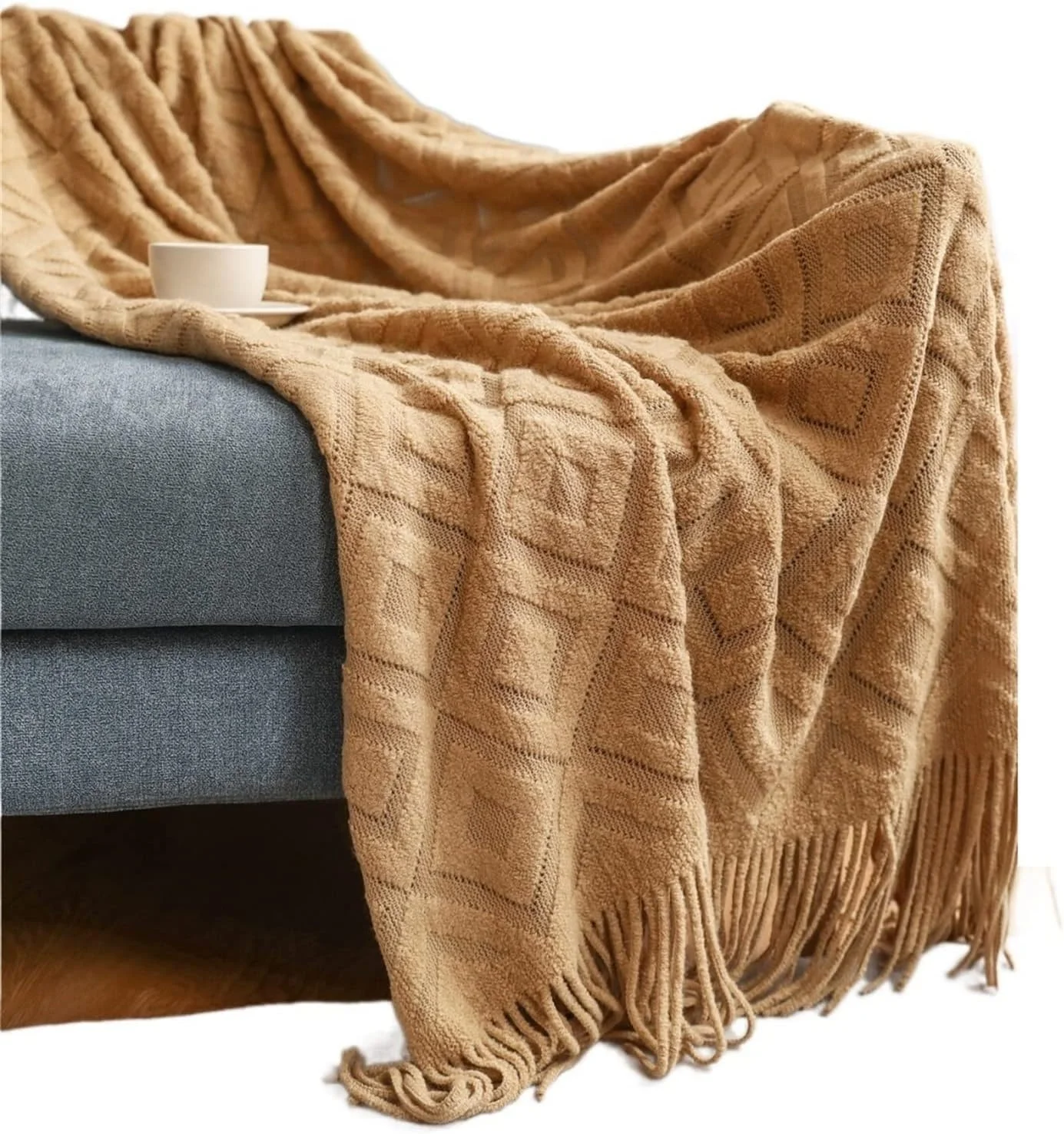 پتو بافتنی ضخیم ZKSKOX، مناسب برای مبل، تخت، رو تختی چهارخانه و دکوراسیون منزل پتو بافتنی ضخیم ZKSKOX، مناسب برای مبل، تخت، رو تختی چهارخانه و دکوراسیون منزل