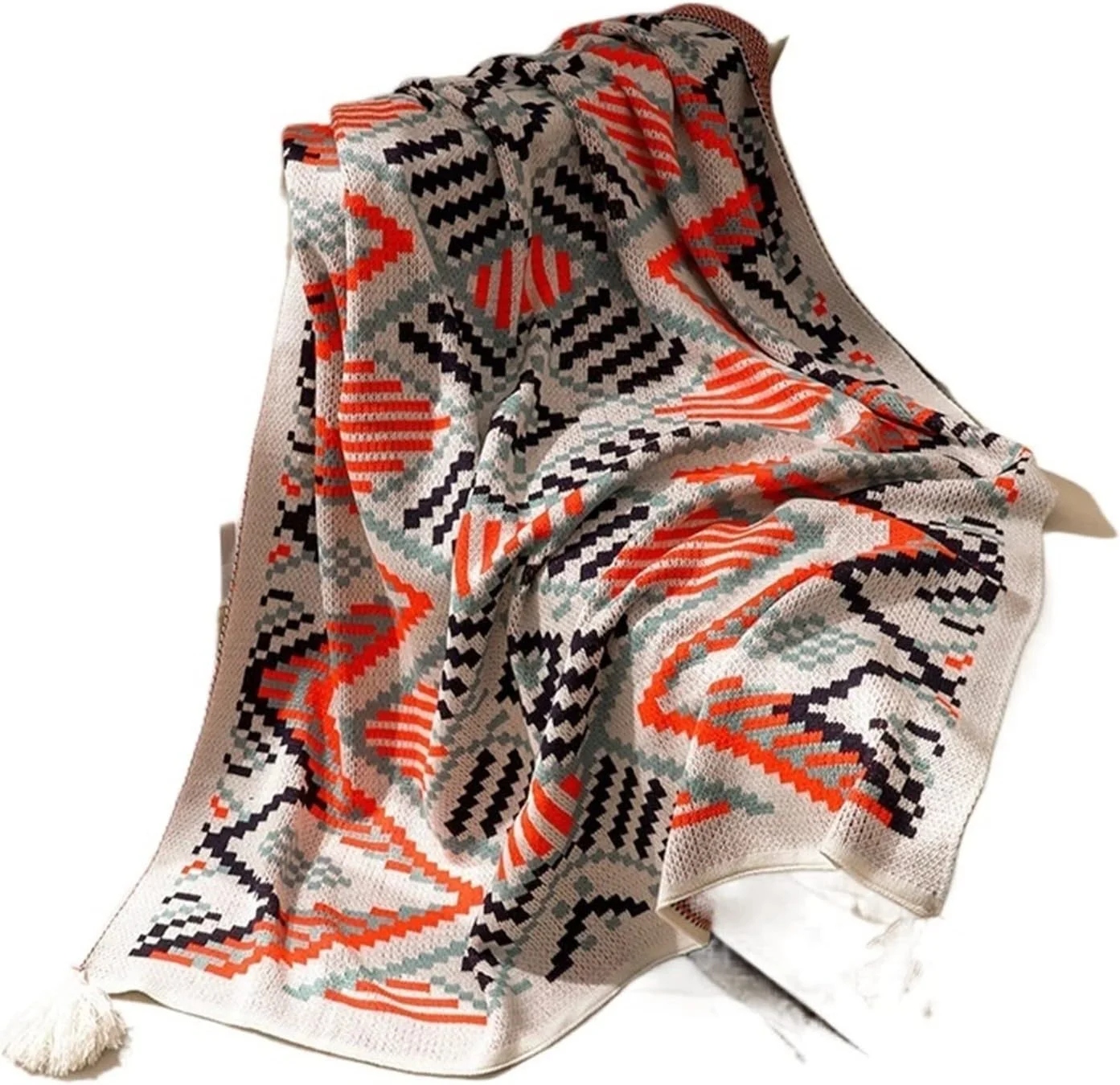 پتو پشمی ZKSKOX نرم با منگوله، پتو بافتنی مناسب برای خانه، محل کار، پتو چرت زدن، پتو طرح دار، روکش مبل پتو پشمی ZKSKOX نرم با منگوله، پتو بافتنی مناسب برای خانه، محل کار، پتو چرت زدن، پتو طرح دار، روکش مبل