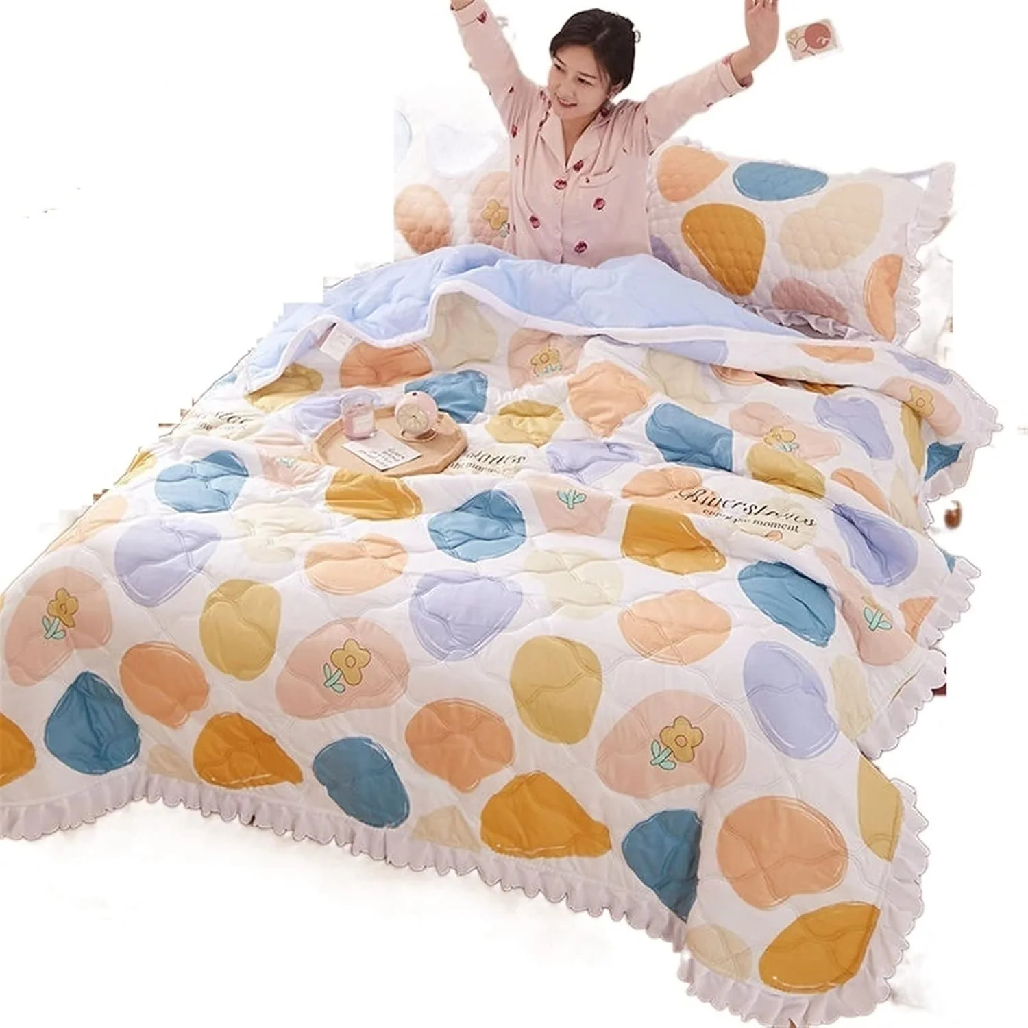 پتوی پولیشی ZKSKOX لحاف تابستانی لحافی با طرح برگ لوتوس پتوی تهویه مطبوع به سبک پرنسسی پتوی خنک و نازک بزرگسالان پتوی پولیشی ZKSKOX لحاف تابستانی لحافی با طرح برگ لوتوس پتوی تهویه مطبوع به سبک پرنسسی پتوی خنک و نازک بزرگسالان