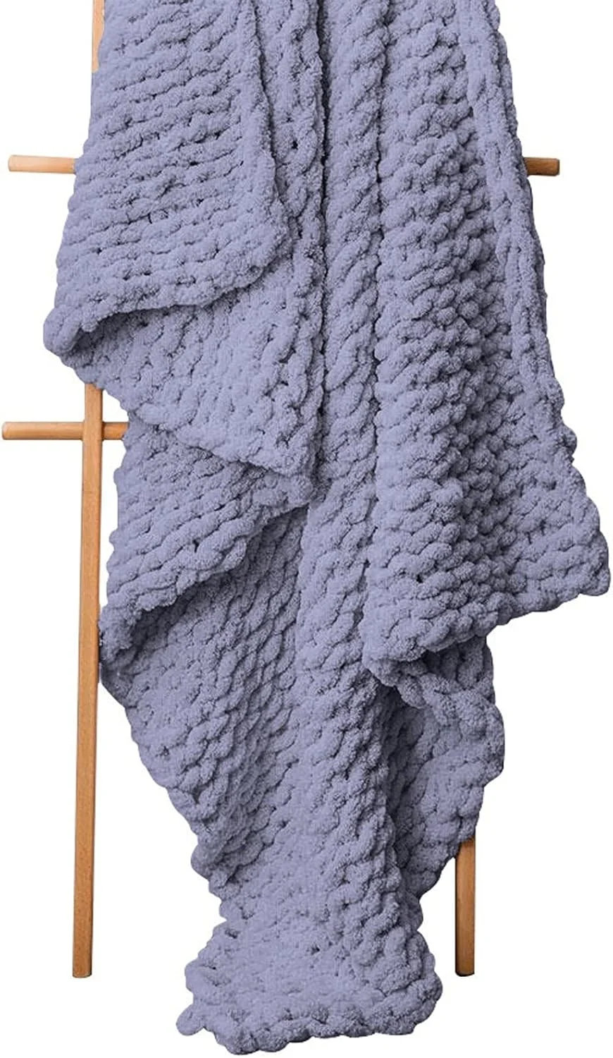 پتوی پشمی ZKSKOX، پتوی بافتنی ضخیم، پتوی بافت کابل، پلی استر نرم و دنج ممتاز، پتوی حجیم، پتوی گرم زمستانی