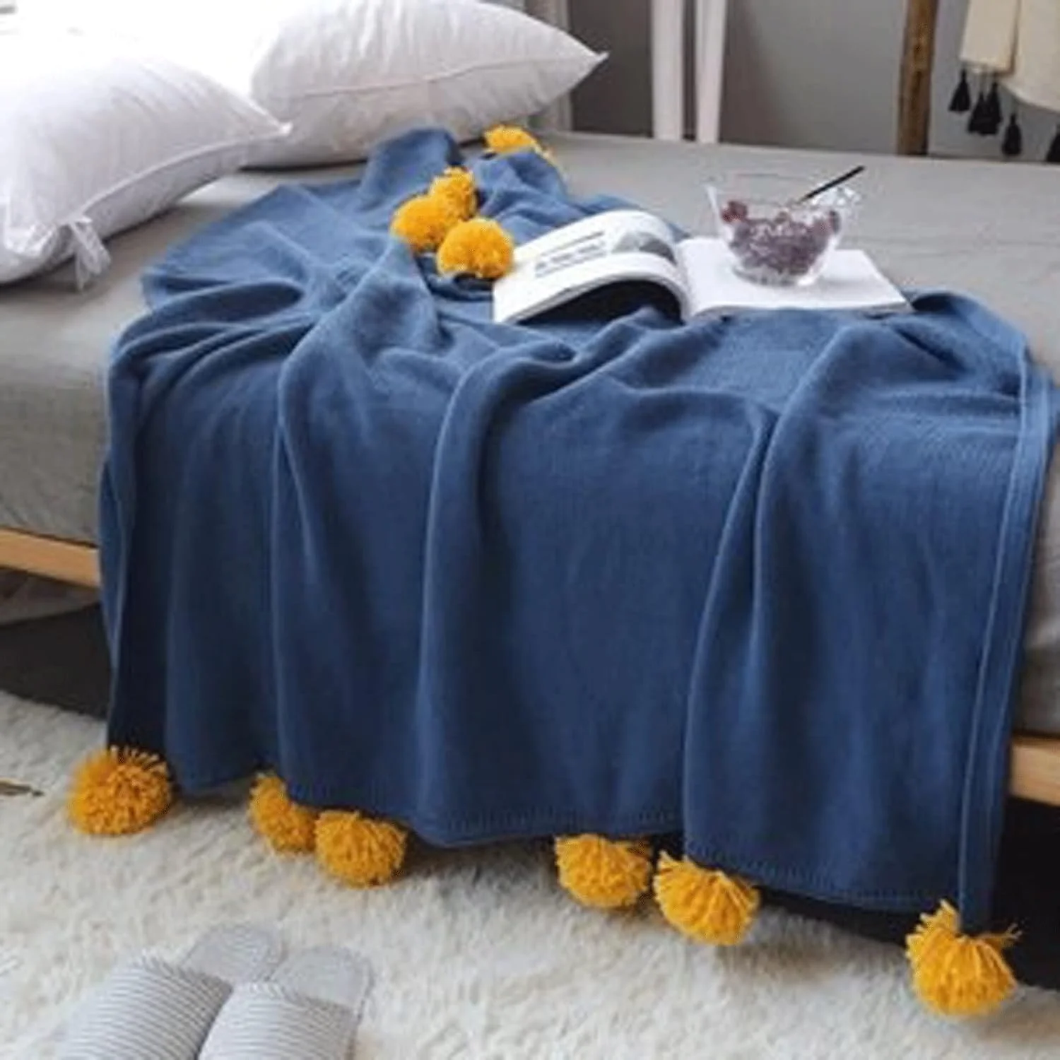 پتوی پولیشی ZKSKOX نرم و گرم، پتوی پشمی بافتنی توپی زیبا (Hortel)