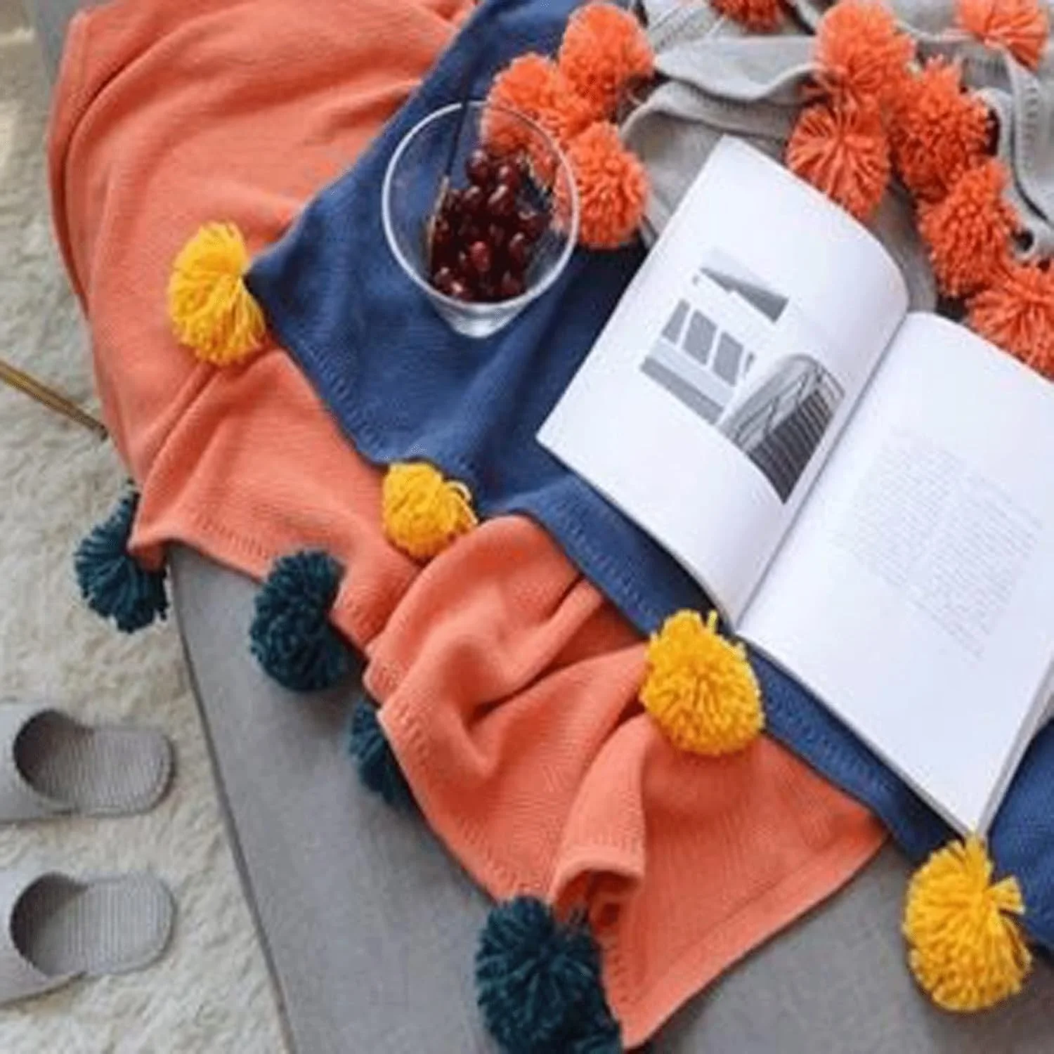 پتوی پولیشی ZKSKOX نرم و گرم، پتوی پشمی بافتنی توپی زیبا (Hortel)