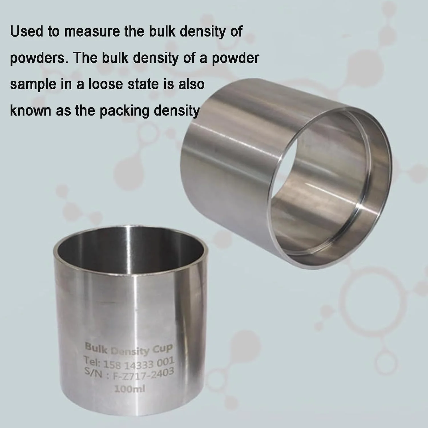 حجم سنج توده ای طبیعی 100 میلی لیتری، تستر چگالی پودر فولاد ضد زنگ، خطای ±0.1 میلی لیتر، اندازه گیری دقیق، برای تجزیه و تحلیل مواد آزمایشگاهی و صنعتی