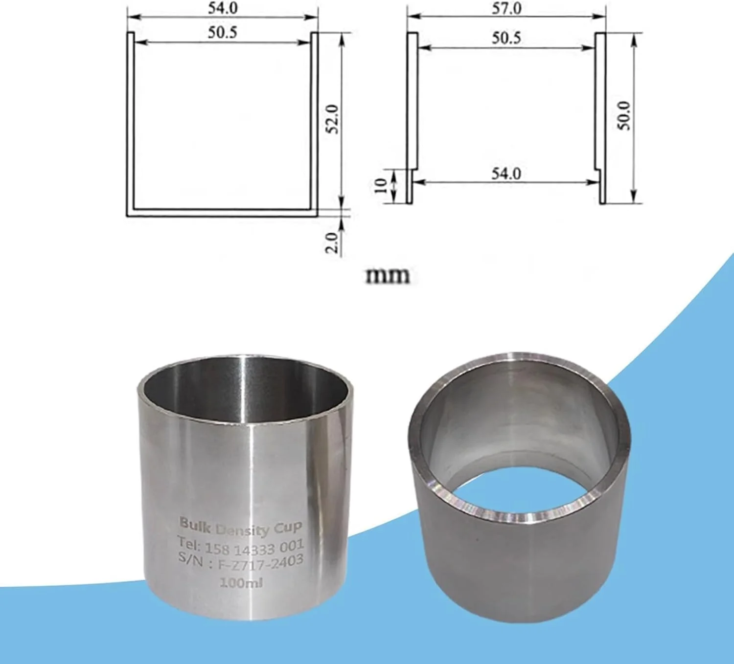 حجم سنج توده ای طبیعی 100 میلی لیتری، تستر چگالی پودر فولاد ضد زنگ، خطای ±0.1 میلی لیتر، اندازه گیری دقیق، برای تجزیه و تحلیل مواد آزمایشگاهی و صنعتی