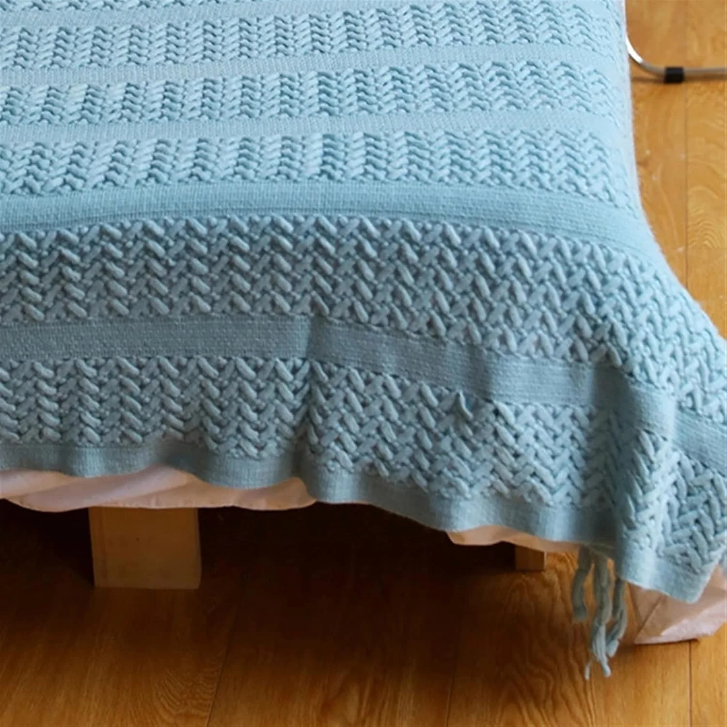 پتو بافتنی ZKSKOX، پتو مسافرتی، پتو مبل، پتو تزئینی تخت، پتوهای منگوله دار، پتوهای طرح شطرنجی توخالی مناسب برای تهویه هوا