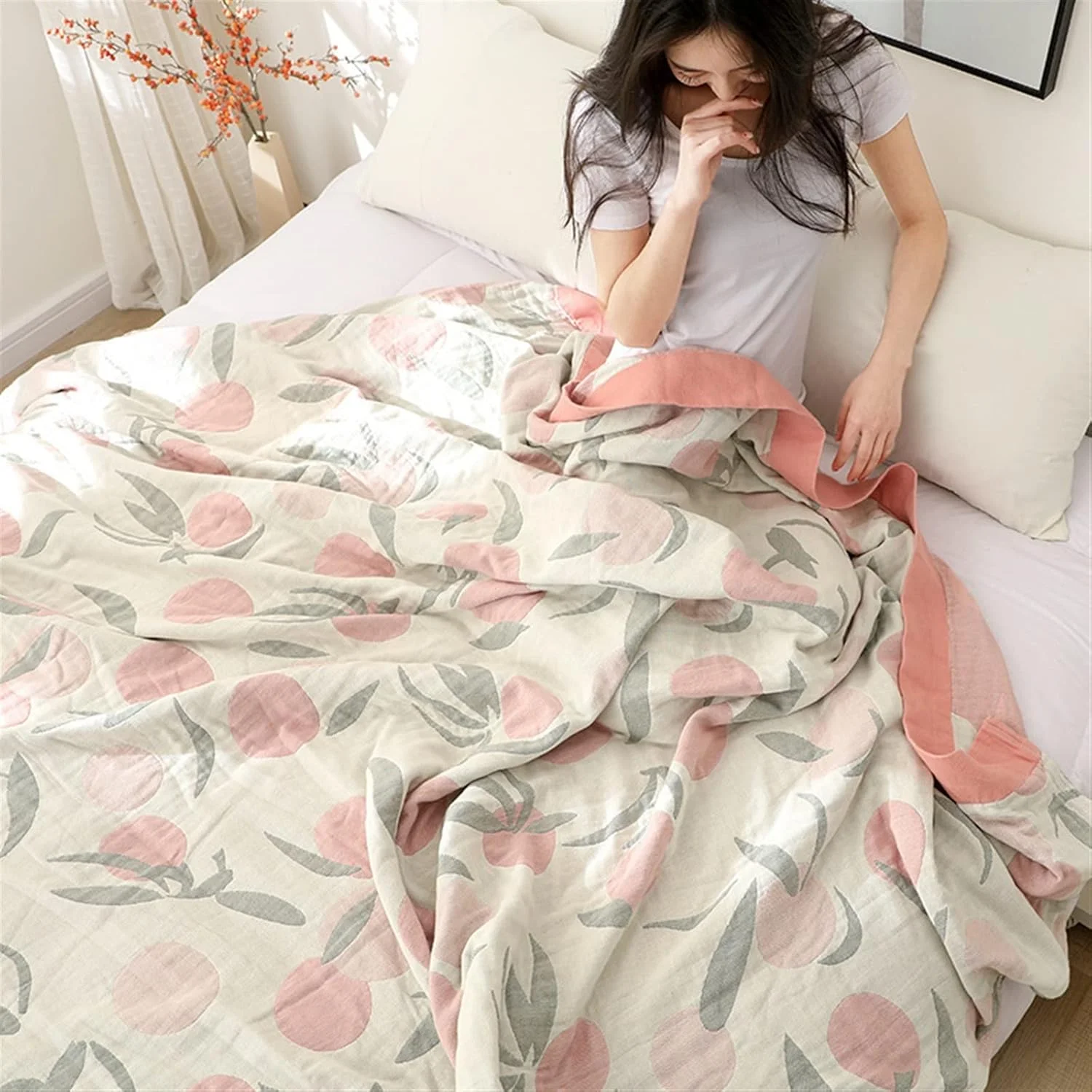 پتو مخمل خواب دار ZKSKOX، پتو نخی، حوله مسافرتی قابل تنفس، پتو موسلین، روکش تخت نرم برای بزرگسالان، پتو تابستانی