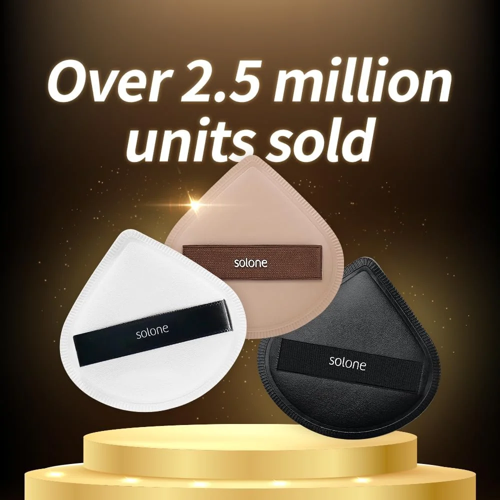 ست کاردک و اسفنج آرایشی 3 تکه سولونه - ابزارهای کرم پودر قابل شستشو با 1 کاردک و 3 اسفنج آرایشی قابل استفاده مجدد + جعبه نگهداری | برای ترکیب مایع، کرم یا کرم پودر آرایشی