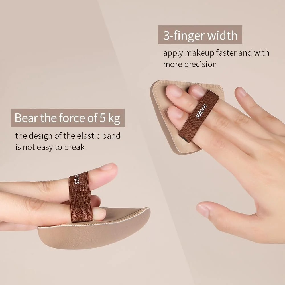 ست کاردک و اسفنج آرایشی 3 تکه سولونه - ابزارهای کرم پودر قابل شستشو با 1 کاردک و 3 اسفنج آرایشی قابل استفاده مجدد + جعبه نگهداری | برای ترکیب مایع، کرم یا کرم پودر آرایشی