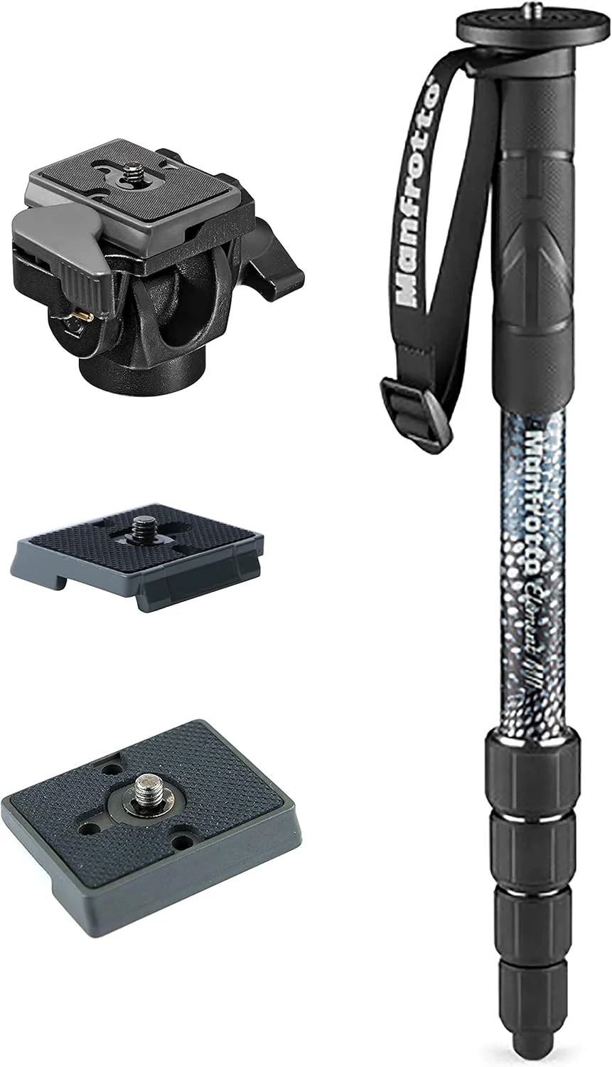 تک پایه 5 قسمتی Manfrotto Element MII (مشکی) - هد گردان تک پایه Manfrotto 234RC – همراه با یک صفحه رهاسازی سریع جایگزین ZAYKiR
