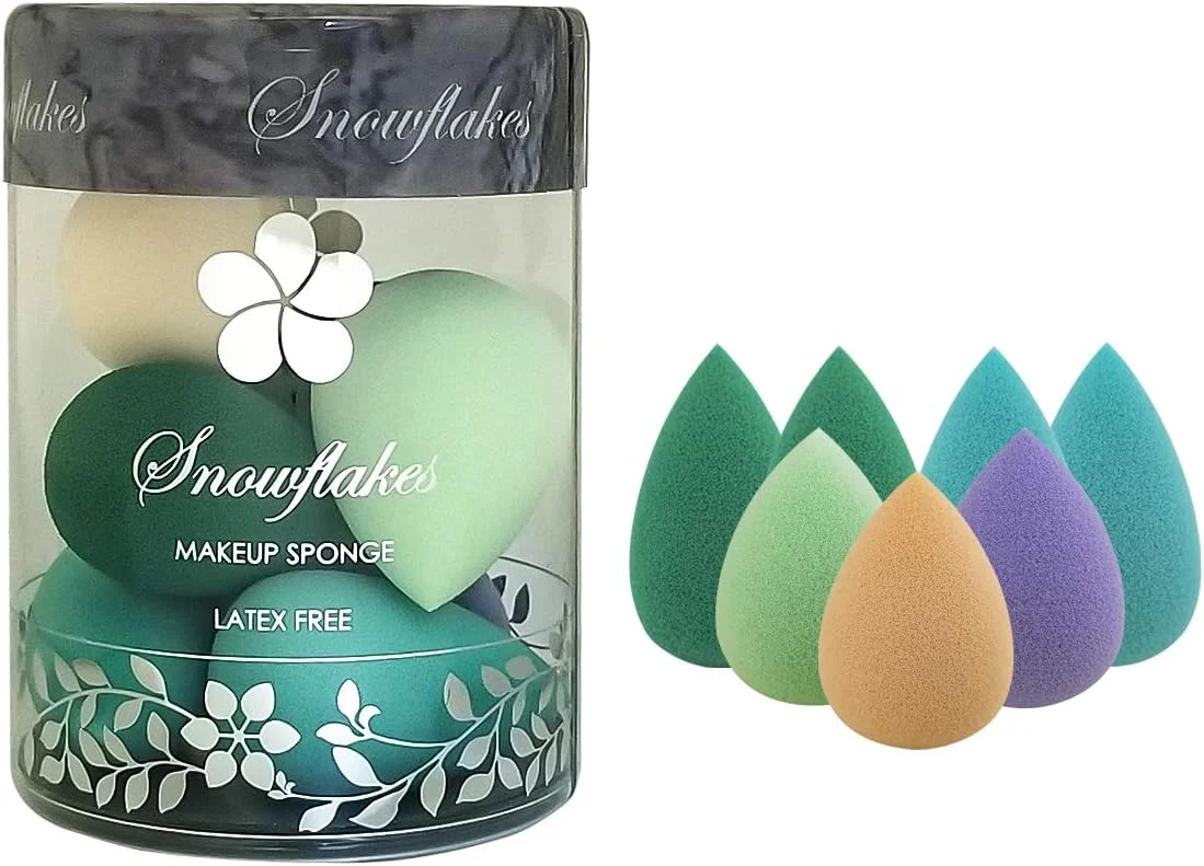 اسفنج های مینی آرایشی SNOWFLAKES، بسته 7 عددی، مناسب برای کرم پودر، پودر، کانسیلر و کرم BB. قابل استفاده برای صورت، گوشه بینی، زیر چشم، هایلایت و کانتور. بدون لاتکس.