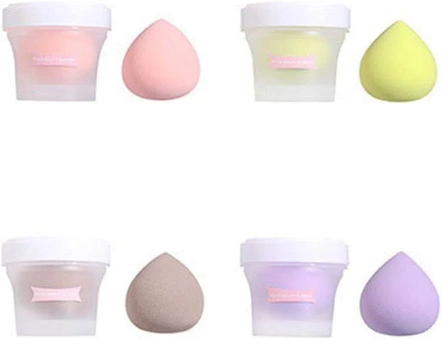 پد آرایشی نرم، کانسیلر، پد اسفنجی هلویی، ابزار زیبایی ایرکاشن، پد فونداسیون، پد آرایشی با جعبه، تخم مرغی اسفنجی (زرد)