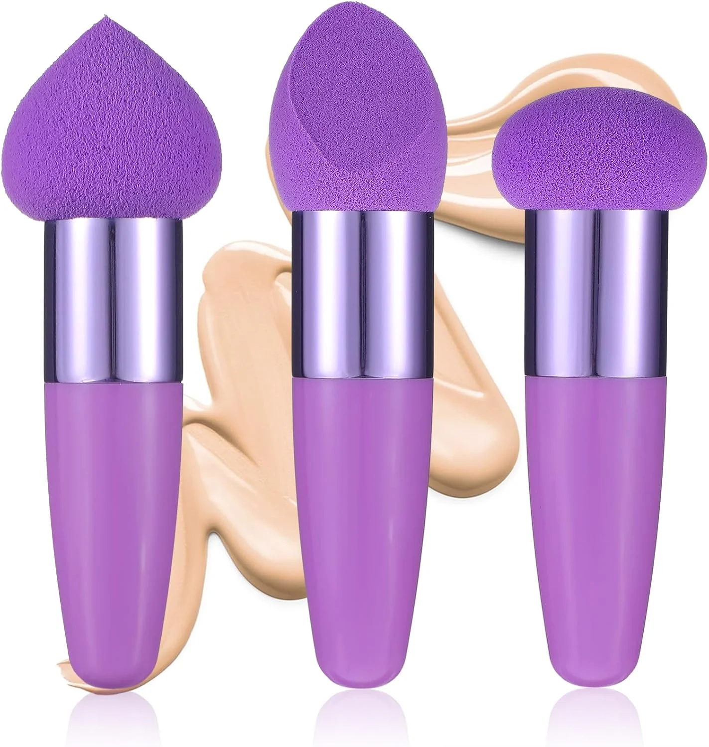 ست 3 عددی براش آرایشی سیبا، پودر، پف، اسفنج مخلوط کن آرایشی، اسفنج ترکیب کننده رنگ، کانسیلر، اپلیکاتور، فونداسیون، ست اسفنجی پوشش دهنده رنگ صورت، کانتورینگ، مناسب برای خانم ها