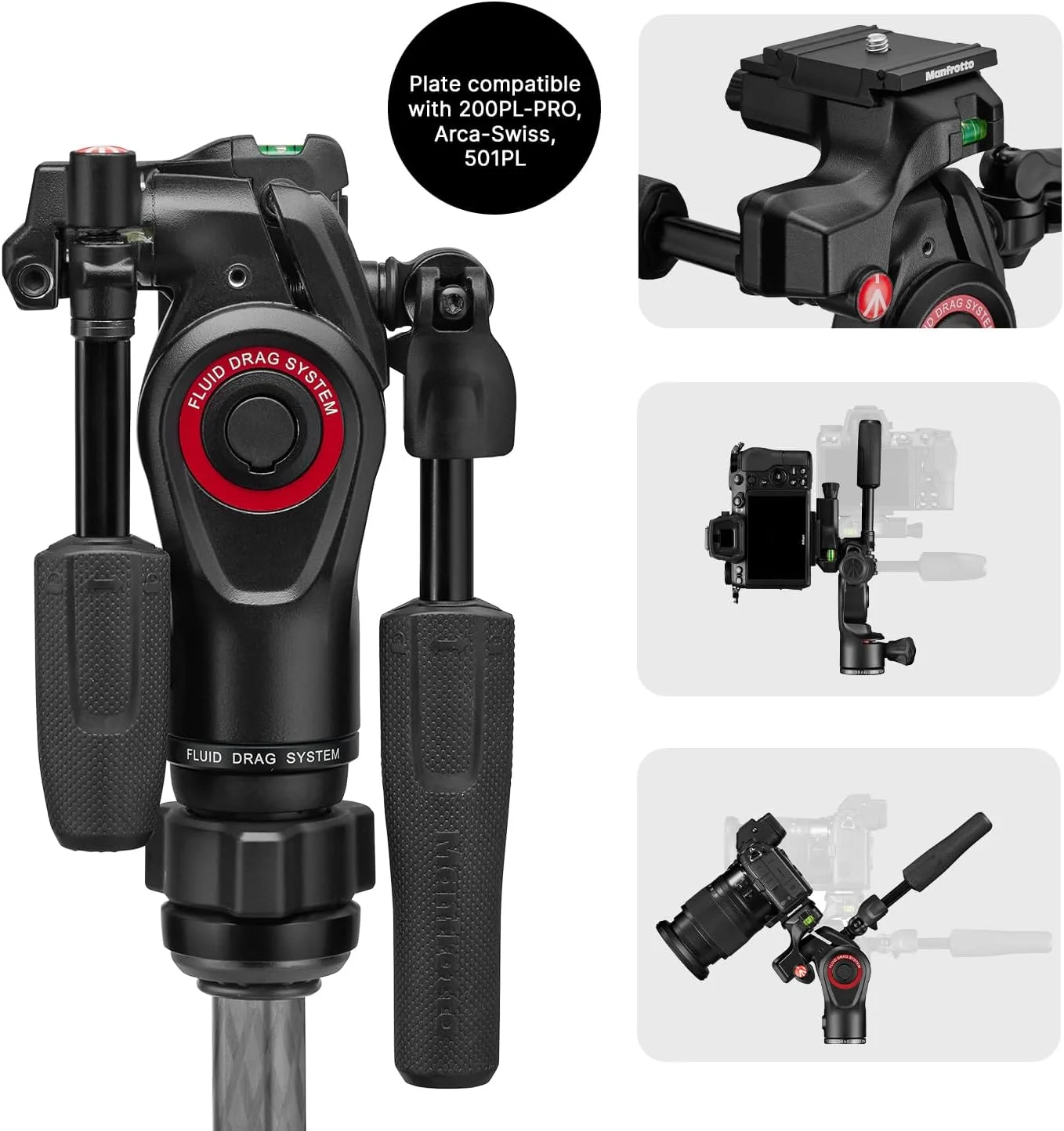 کیت سه پایه مسافرتی حرفه ای Manfrotto Befree GT PRO 3-Way، هد سه طرفه سیال، ستون تراز کننده، کیت عکس/دوربین و فیلمبرداری، فیبر کربن، Arca-type، قفل چرخشی، DSLR، بدون آینه، لوازم جانبی دوربین