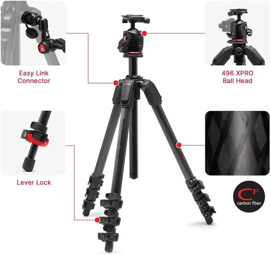 کیت سه پایه دوربین فیبر کربنی 4 قسمتی Manfrotto 055XPRO AS با هد توپی XPRO و ستون 90 درجه، حداکثر بار 15 کیلوگرم، صفحه Arca-Swiss برای پایه عکس DSLR / Mirrorless کیت سه پایه دوربین فیبر کربنی 4 قسمتی Manfrotto 055XPRO AS با هد توپی XPRO و ستون 90 درجه، حداکثر بار 15 کیلوگرم، صفحه Arca-Swiss برای پایه عکس DSLR / Mirrorless