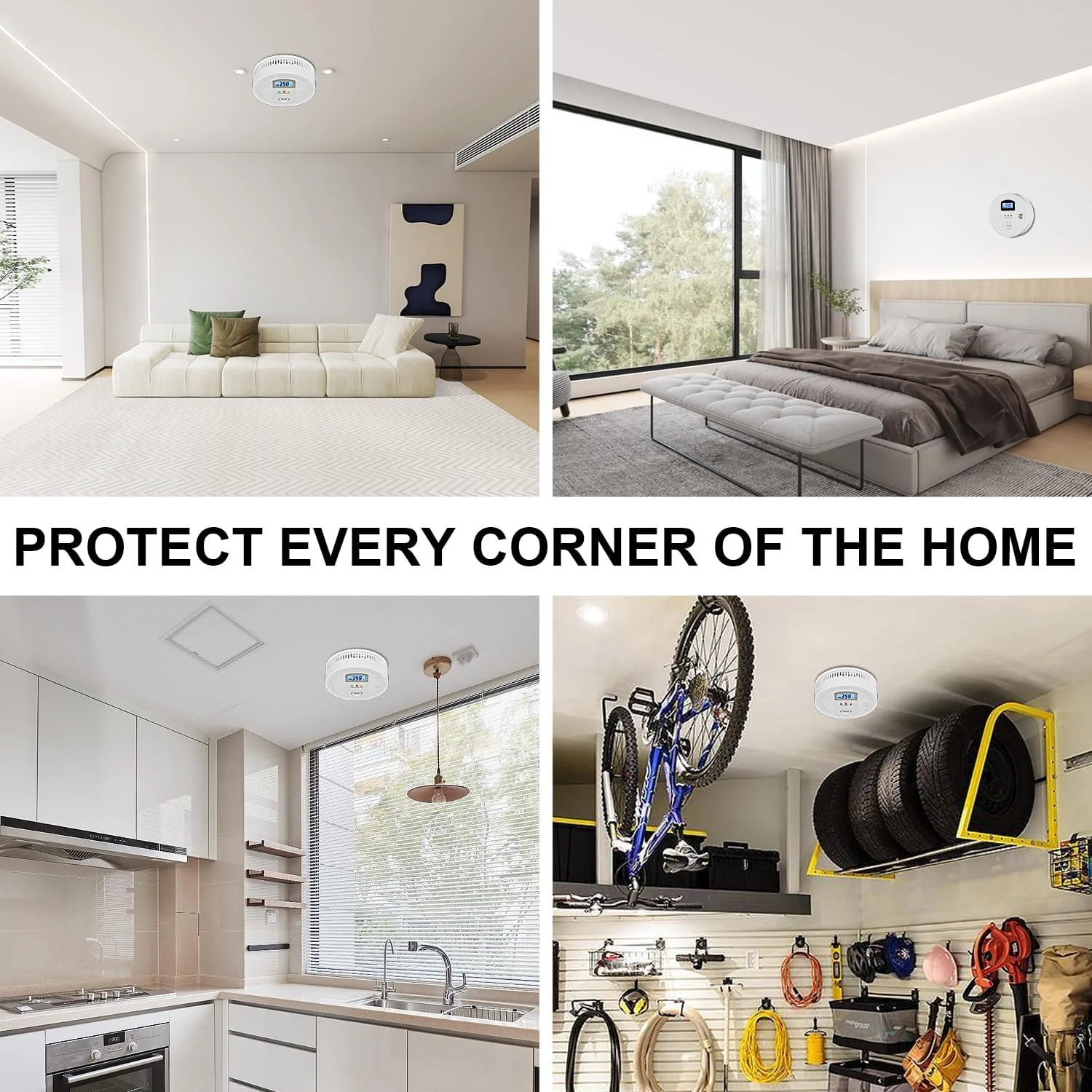 بسته 3 عددی ترکیبی دتکتور دود فوتوالکتریک و مونوکسید کربن با نمایشگر دیجیتال؛ آلارم دود و مونوکسید کربن با باتری