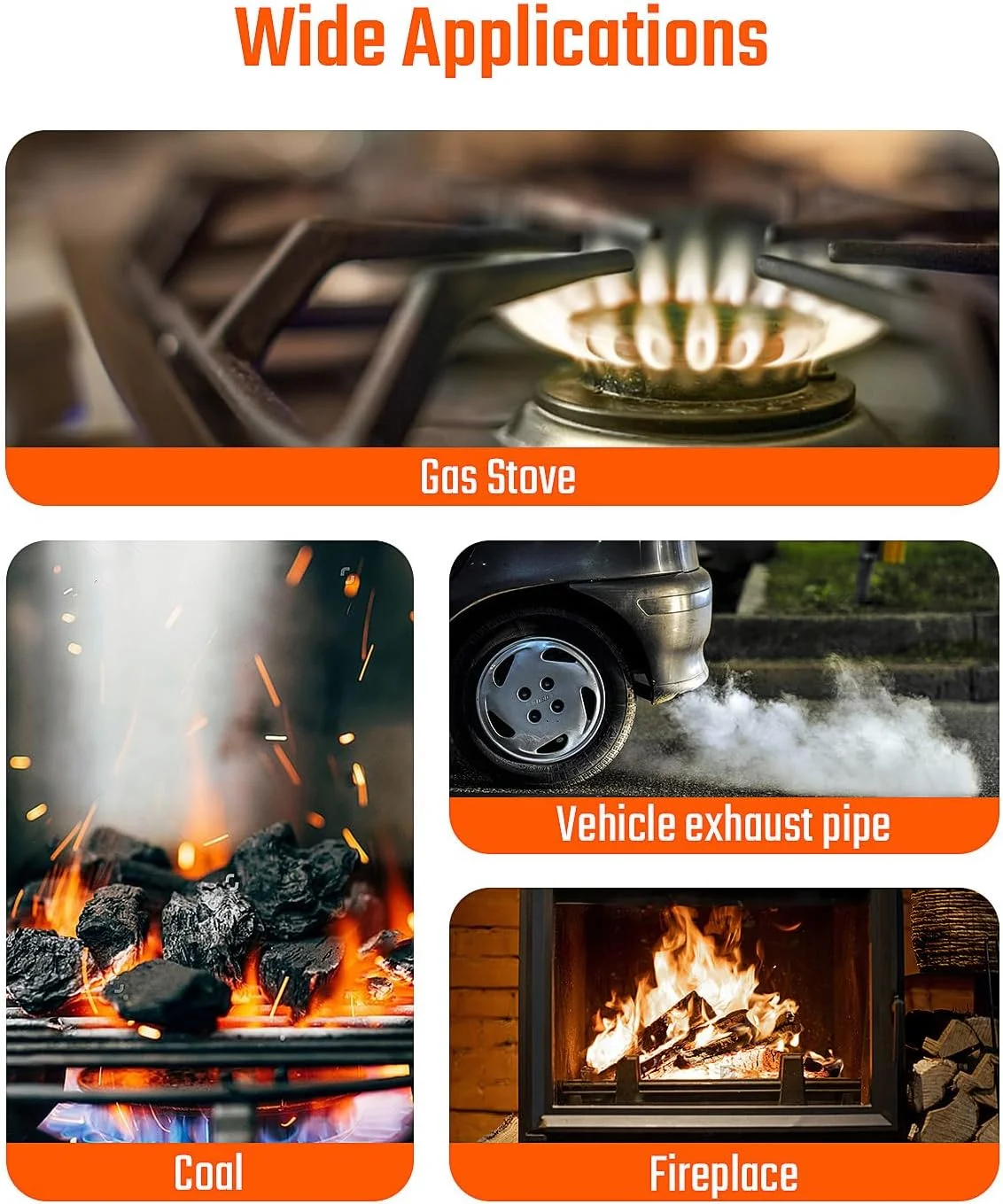 دتکتور مونوکسید کربن TopTes CT-300، دتکتور CO با آلارم دیداری و شنیداری، 0-5000PPM، آلارم CO، نمایشگر LCD برای خانه، ماشین، کمپینگ و مسافرت (شامل 3 باتری) - نارنجی