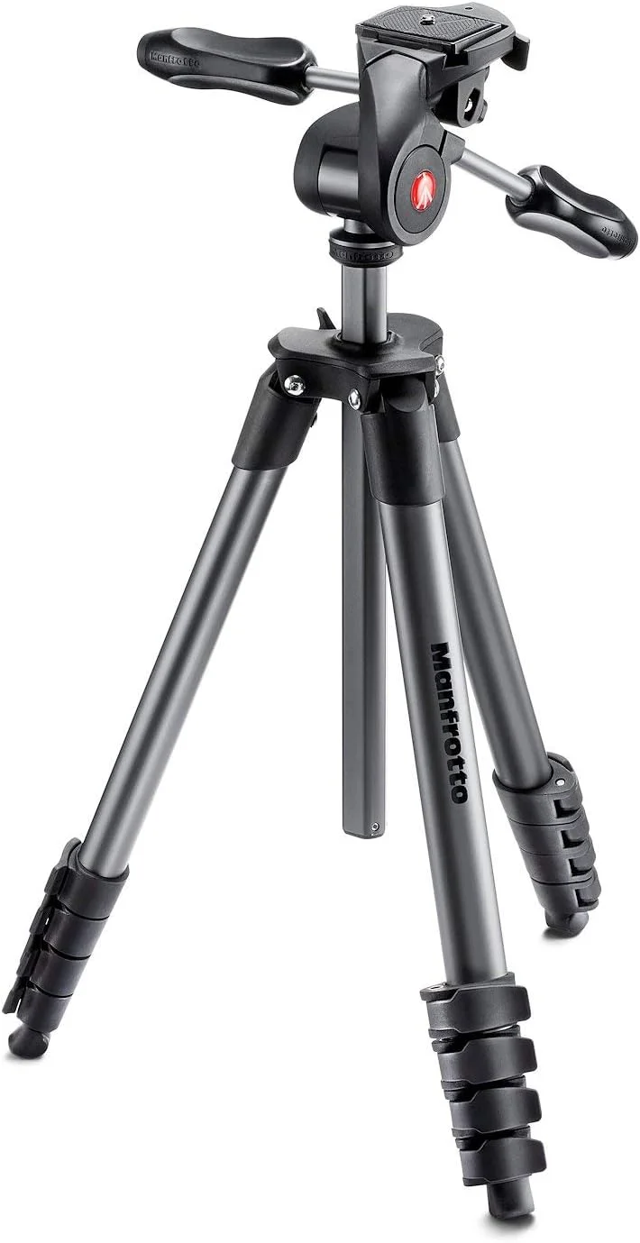 سه پایه آلومینیومی پیشرفته جمع و جور Manfrotto با هد 3 طرفه، مشکی