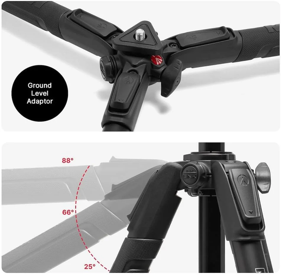سه پایه دوربین آلومینیومی 3 قسمتی Manfrotto 190X AS، کیت عکسبرداری با هد توپی، سطح زمین، صفحه Arca-Swiss، قفل اهرمی Quick Power، تحمل وزن 10 کیلوگرم، برای DSLR و بدون آینه، پشتیبانی از عکاسی
