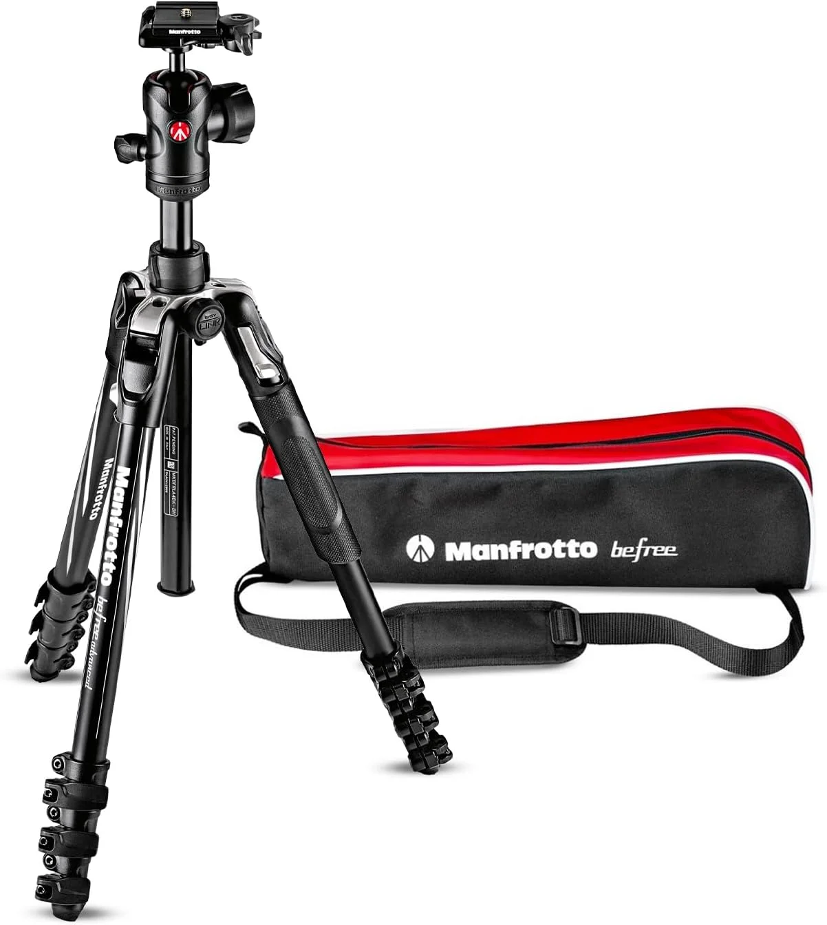 سه پایه Manfrotto Befree Advanced با قفل اهرمی، کیت سه پایه مسافرتی با هد توپی، قابل حمل و جمع و جور، سه پایه آلومینیومی برای دوربین های DSLR رفلکس و بدون آینه، لوازم جانبی دوربین