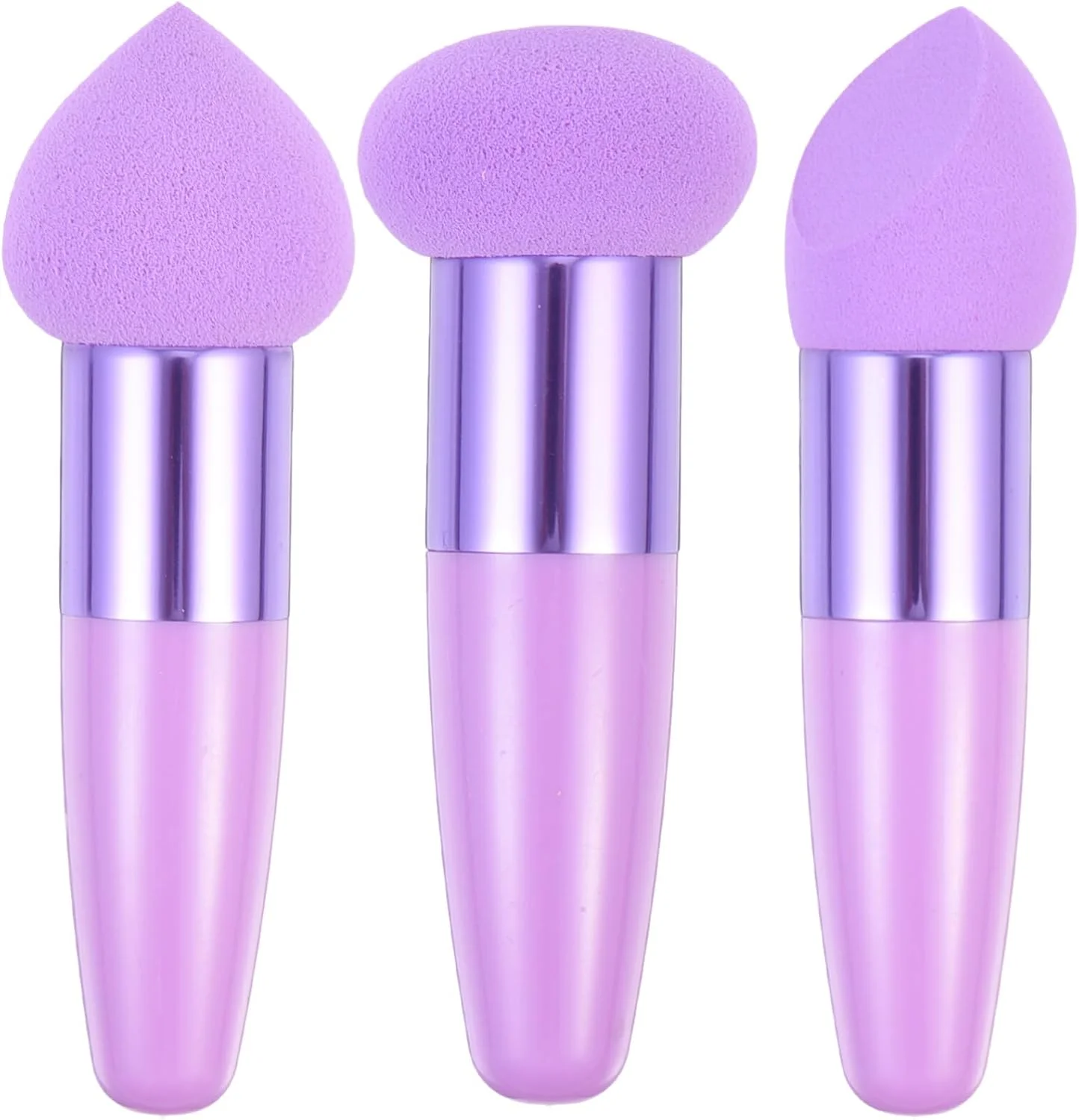 پد آرایشی پاپت پاپ با دسته برای کرم پودر: اسفنج های آرایشی قلبی شکل، اسفنج ترکیبی، پودر قارچی برای کرم پودر و کانسیلر، 3 عدد
