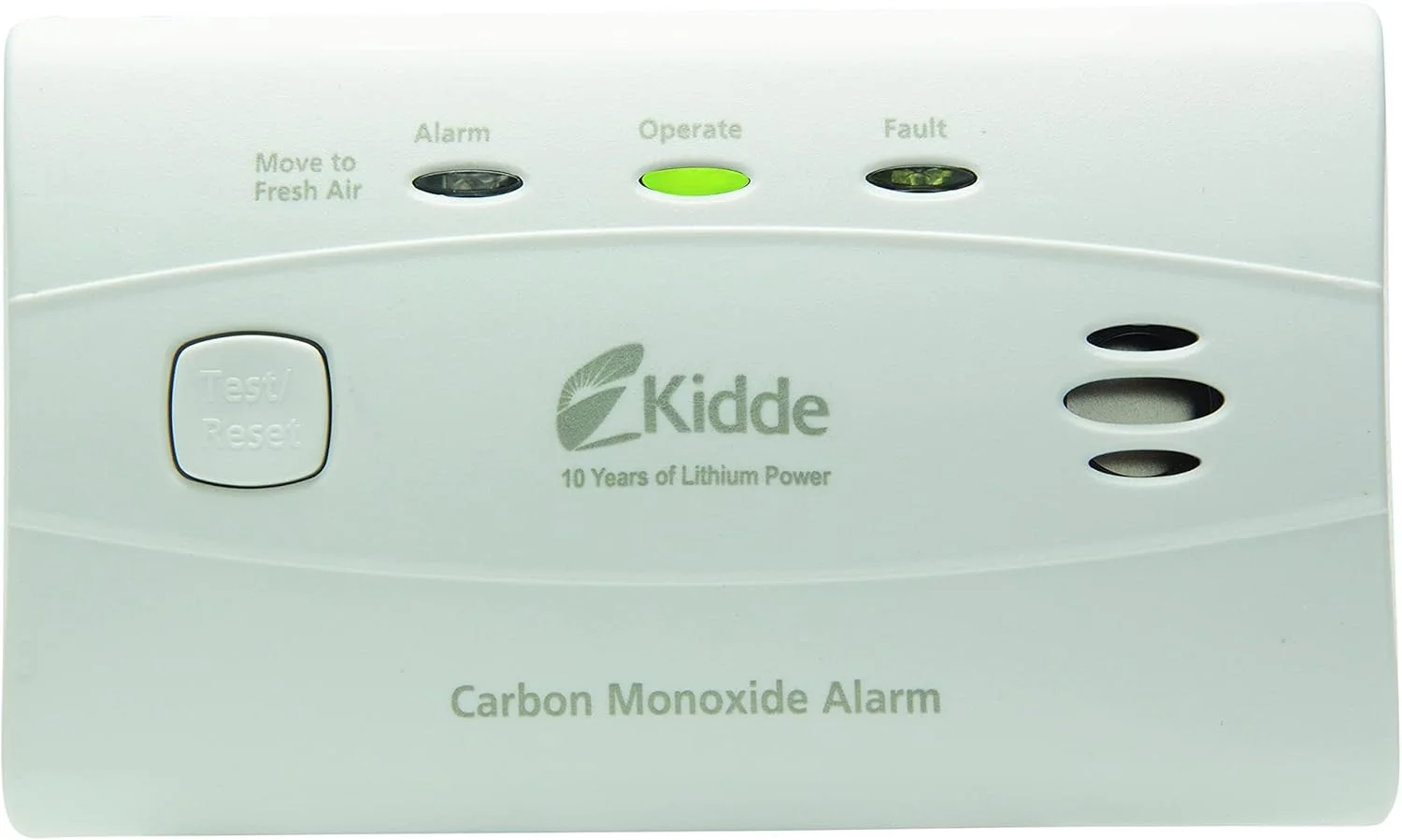 دتکتور مونوکسید کربن Kidde با باتری 10 ساله، 3 LED، نشانگر تعویض، دکمه تست-ریست