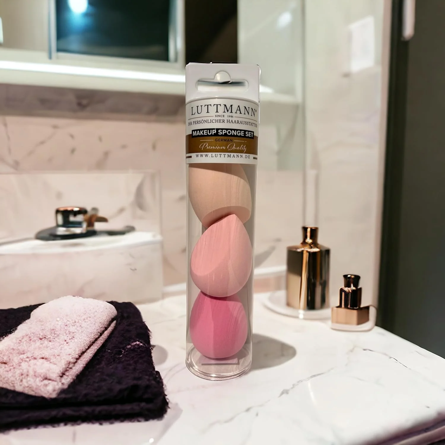 مجموعه اسفنج آرایشی LUTTMANN® - بسته 3 عددی (1 x 3 قطعه) اسفنج های مخلوط کننده فونداسیون آرایشی، قابل استفاده به صورت خشک و مرطوب، بدون لاتکس و قابل شستشو