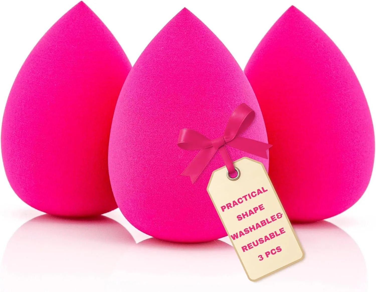 پک 3 عددی اسفنج سیلیکونی آرایشی LALILL - بیوتی بلندر بیضی شکل - بیوتی بلندر جهانی برای کرم پودر و کانسیلر - اسفنج آرایشی بدون لاتکس برای مایع، کرم و پودر