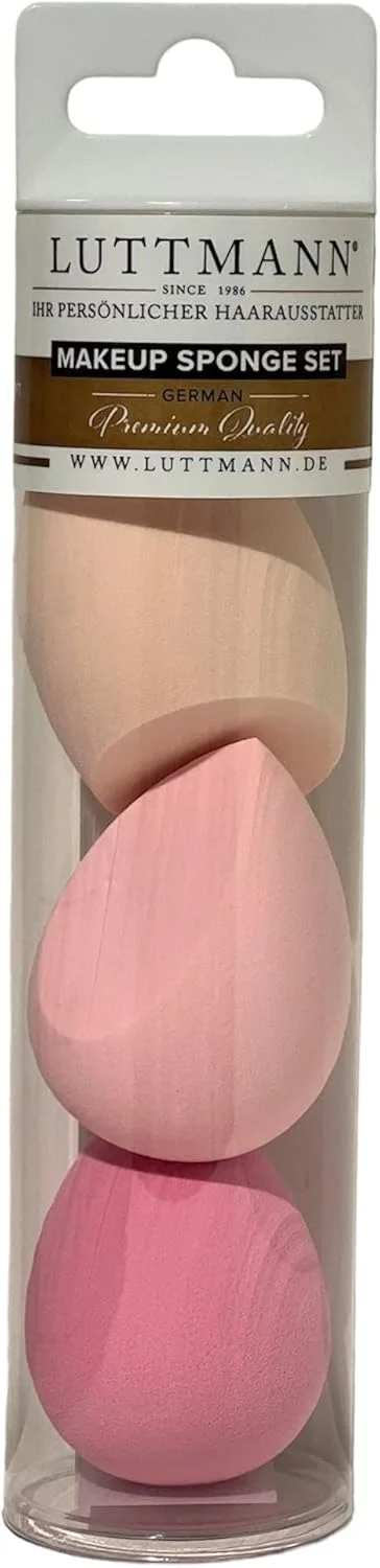 مجموعه اسفنج آرایشی LUTTMANN® - بسته 3 عددی (1 x 3 قطعه) اسفنج های مخلوط کننده فونداسیون آرایشی، قابل استفاده به صورت خشک و مرطوب، بدون لاتکس و قابل شستشو
