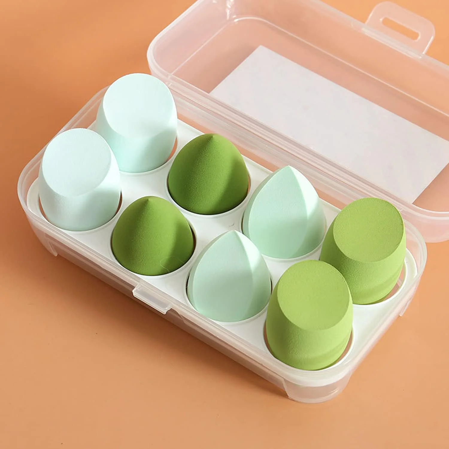 ست اسفنج آرایشی 8 عددی Kingbridal، اسفنج مخلوط کن کرم پودر، بی نقص برای مایع، کرم و پودر، پف اپلیکاتور لوازم آرایشی چند رنگ برای استفاده خشک/مرطوب (سبز)