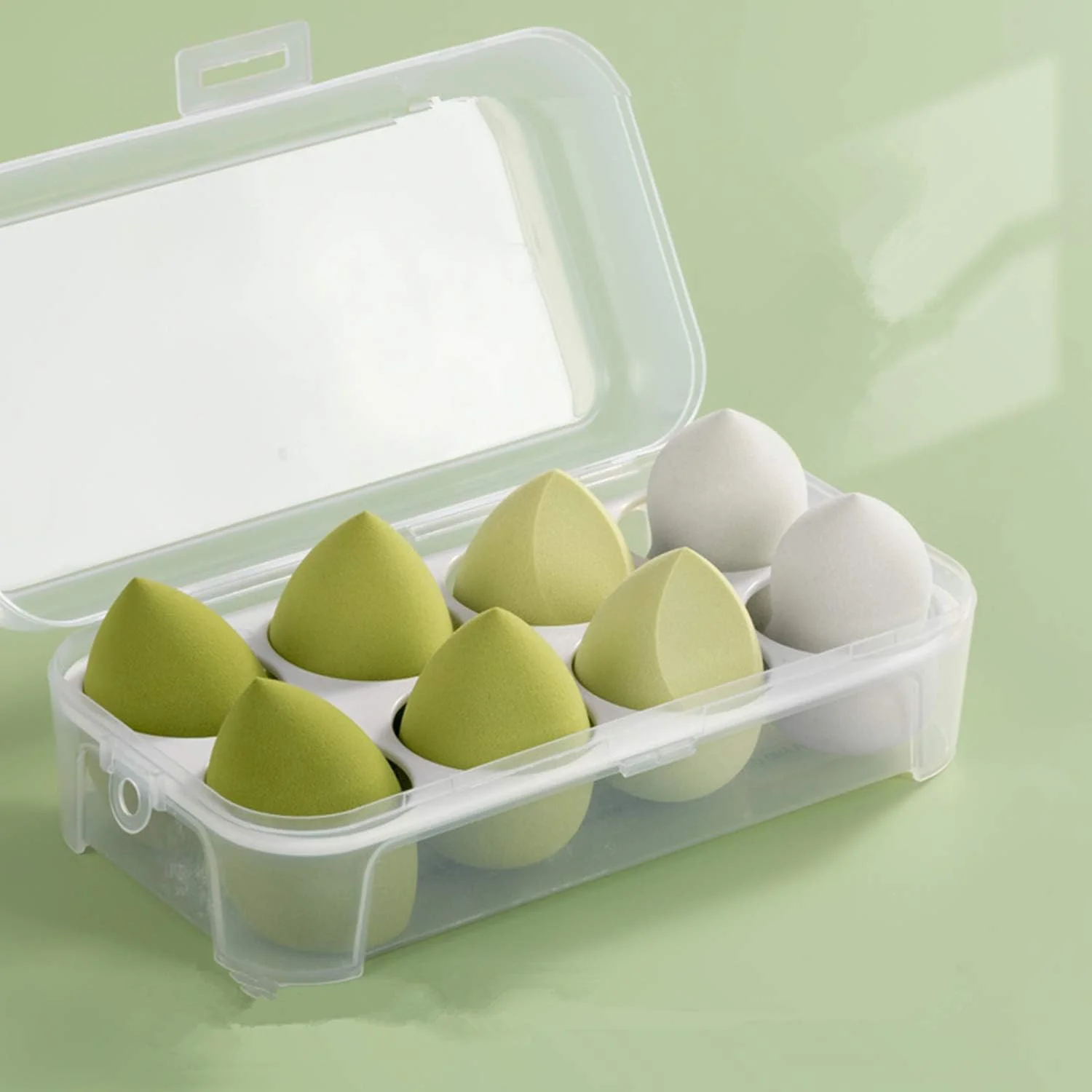 ست اسفنج آرایشی 8 عددی Kingbridal، اسفنج مخلوط کن کرم پودر، بی نقص برای مایع، کرم و پودر، پف اپلیکاتور لوازم آرایشی چند رنگ برای استفاده خشک/مرطوب (سبز)