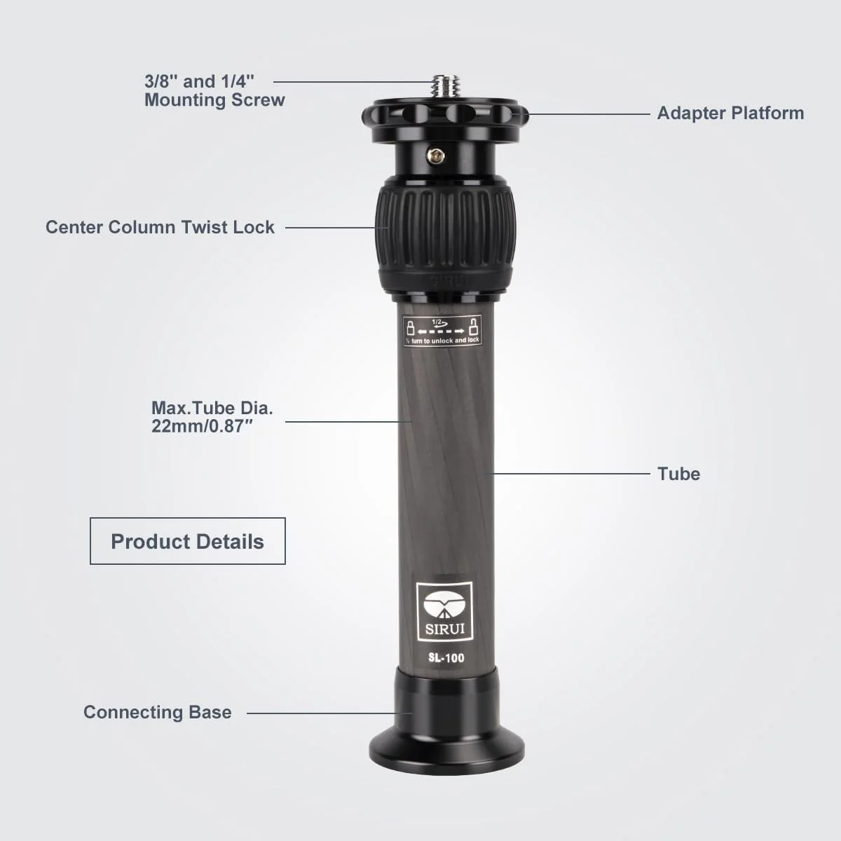 ستون مرکزی دو قسمتی فیبر کربنی SIRUI SL-100 - افزایش دهنده سه پایه - لوله افزایش طول سه پایه ستون مرکزی دو قسمتی فیبر کربنی SIRUI SL-100 - افزایش دهنده سه پایه - لوله افزایش طول سه پایه