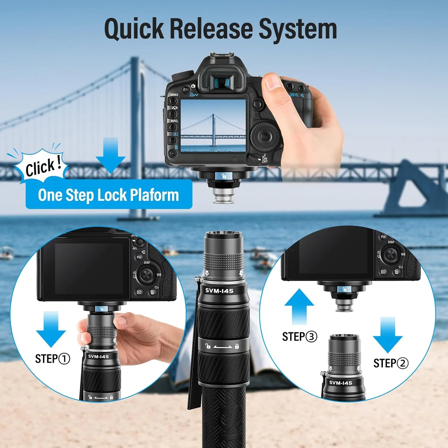 تک پایه فیبر کربنی سه قسمتی Sirui SVM-145 تک پایه فیبر کربنی سه قسمتی Sirui SVM-145