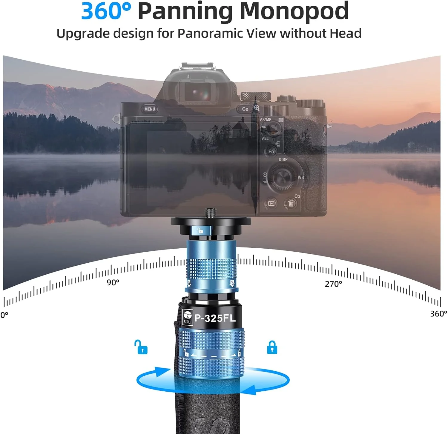 تک پایه دوربین SIRUI P-325FL با پایه، 170 سانتی متر فیبر کربنی سبک وزن DSLR، تلسکوپی 5 قسمتی، طراحی ماژولار، استقرار سریع، فقط پایه تک پایه دوربین SIRUI P-325FL با پایه، 170 سانتی متر فیبر کربنی سبک وزن DSLR، تلسکوپی 5 قسمتی، طراحی ماژولار، استقرار سریع، فقط پایه