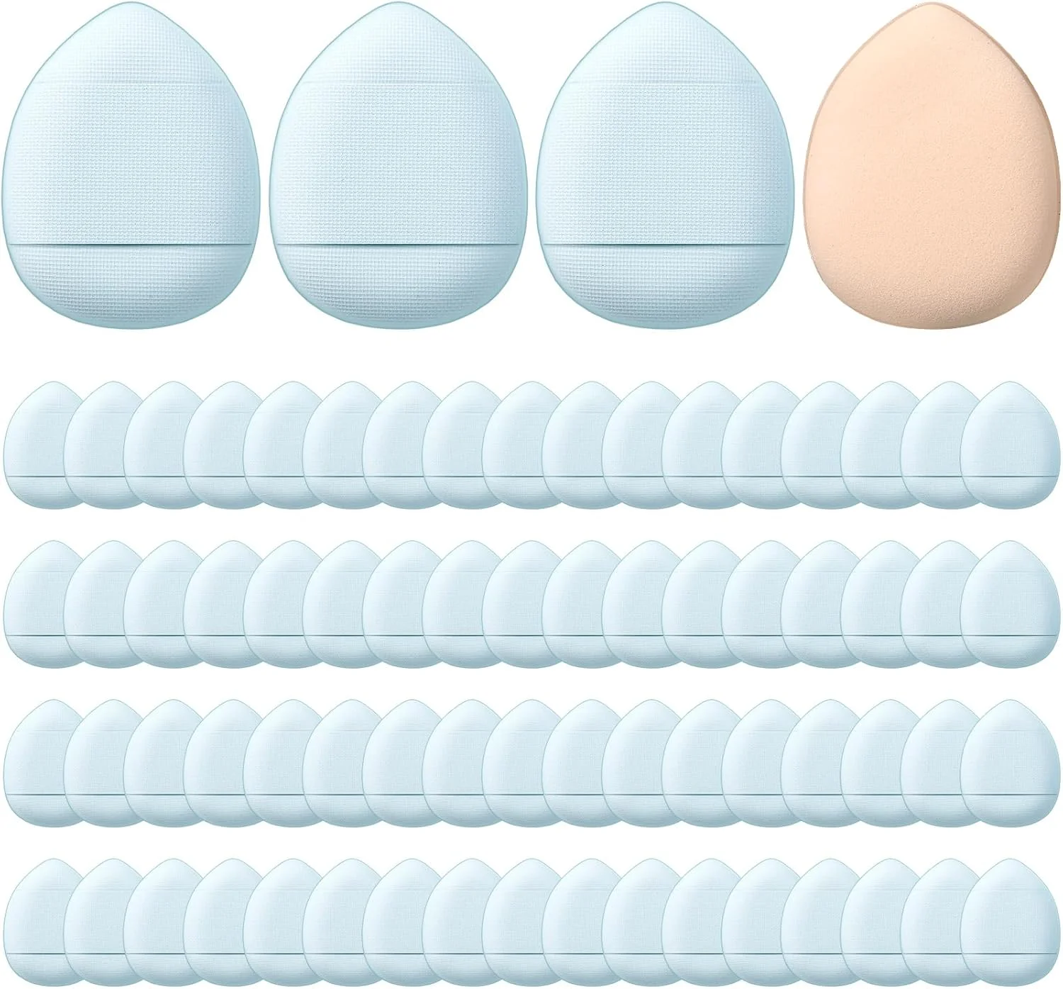 Gerrii 72 Pcs Finger Powder Puff Mini Makeup Sponge Soft Beauty Makeup Blender Puff for Foundation, Face Powder, Under Eye Setting, Concealer, Repair Cream, Cosmetic Tool(Blue)